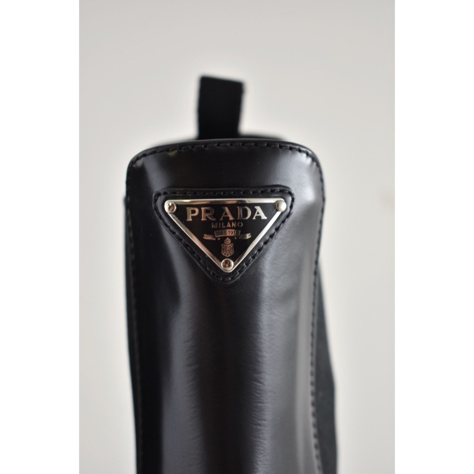 Prada Prada Chocolate Brushed Leather Black Pull On Chelsea Size US 8.5 / IT 38.5 - 10 Thumbnail