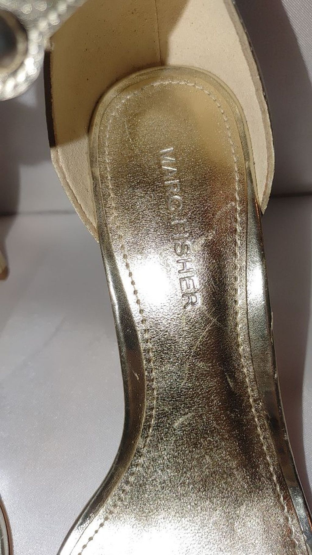 Marc Fisher Marc Fisher LTD Belia Gold Ankle Strap Sandals Size 7M Size US 7 / IT 37 - 7 Thumbnail
