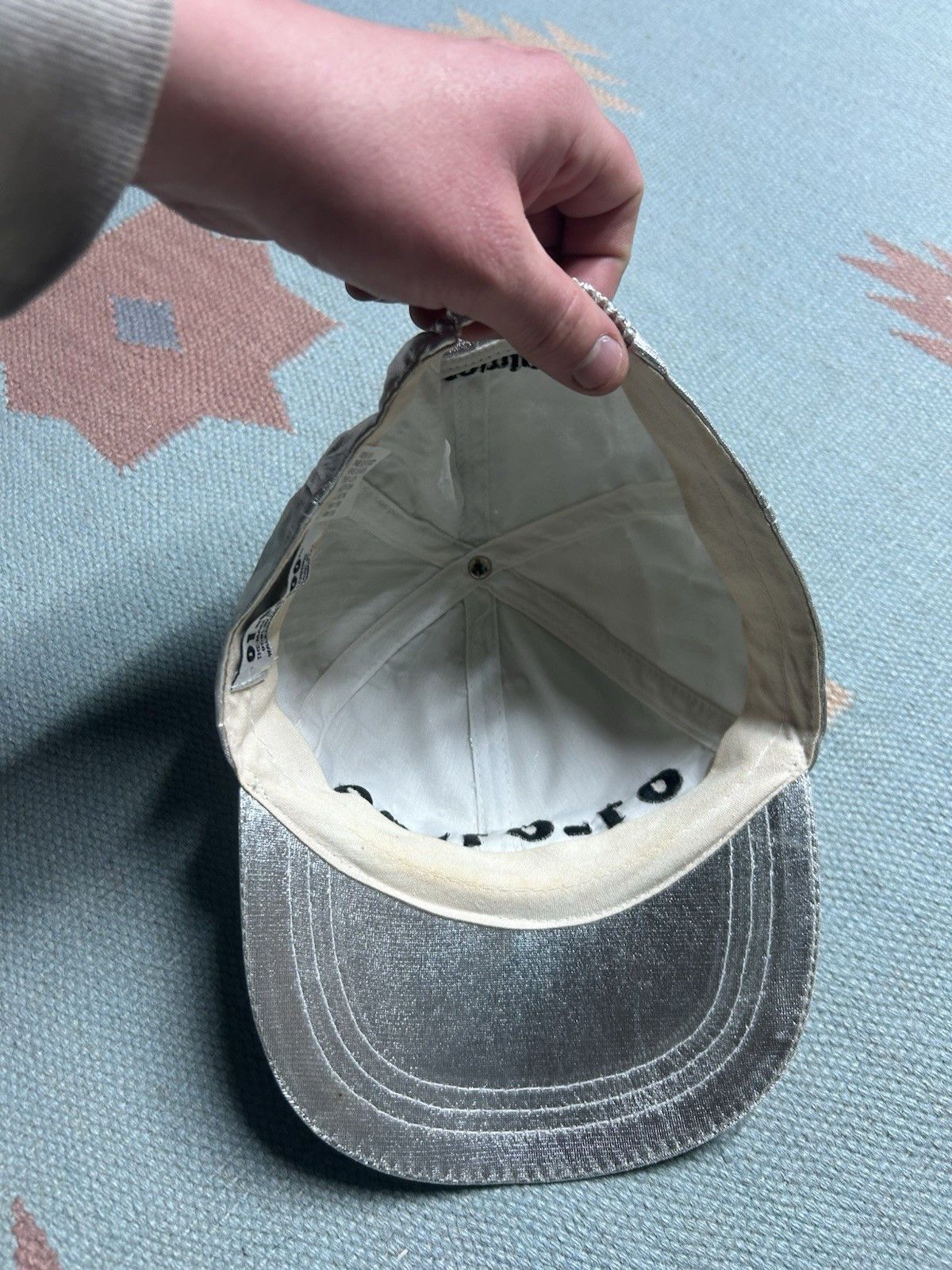 Vintage Vtg baseball hat millennium 2000 metallic silv nylon stretch Size ONE SIZE - 6 Thumbnail
