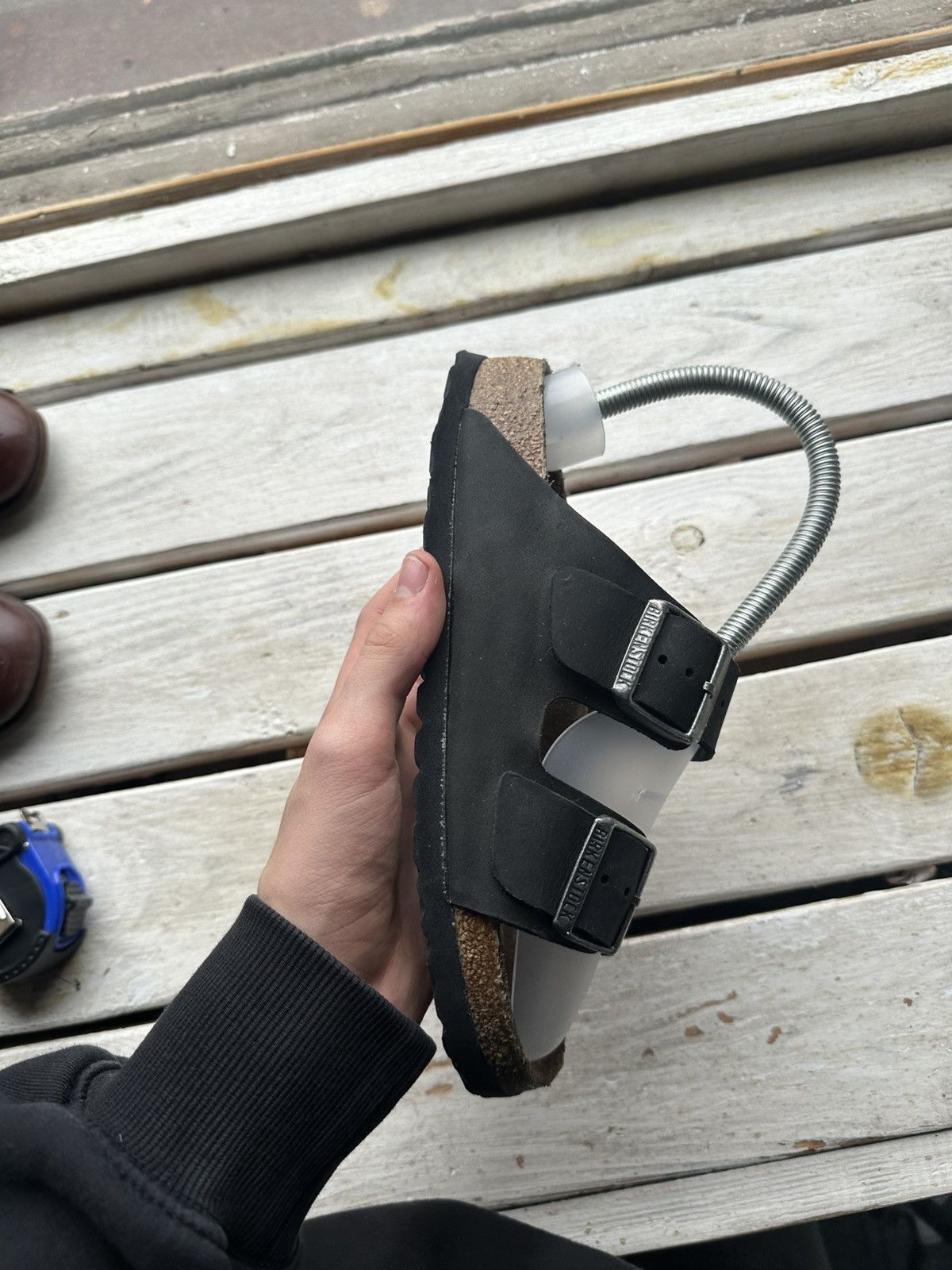 Birkenstock 🚨 VNTG Birkenstock 38 black unisex Luxe Sandals rare slides Size US 8 / IT 38 - 2 Thumbnail