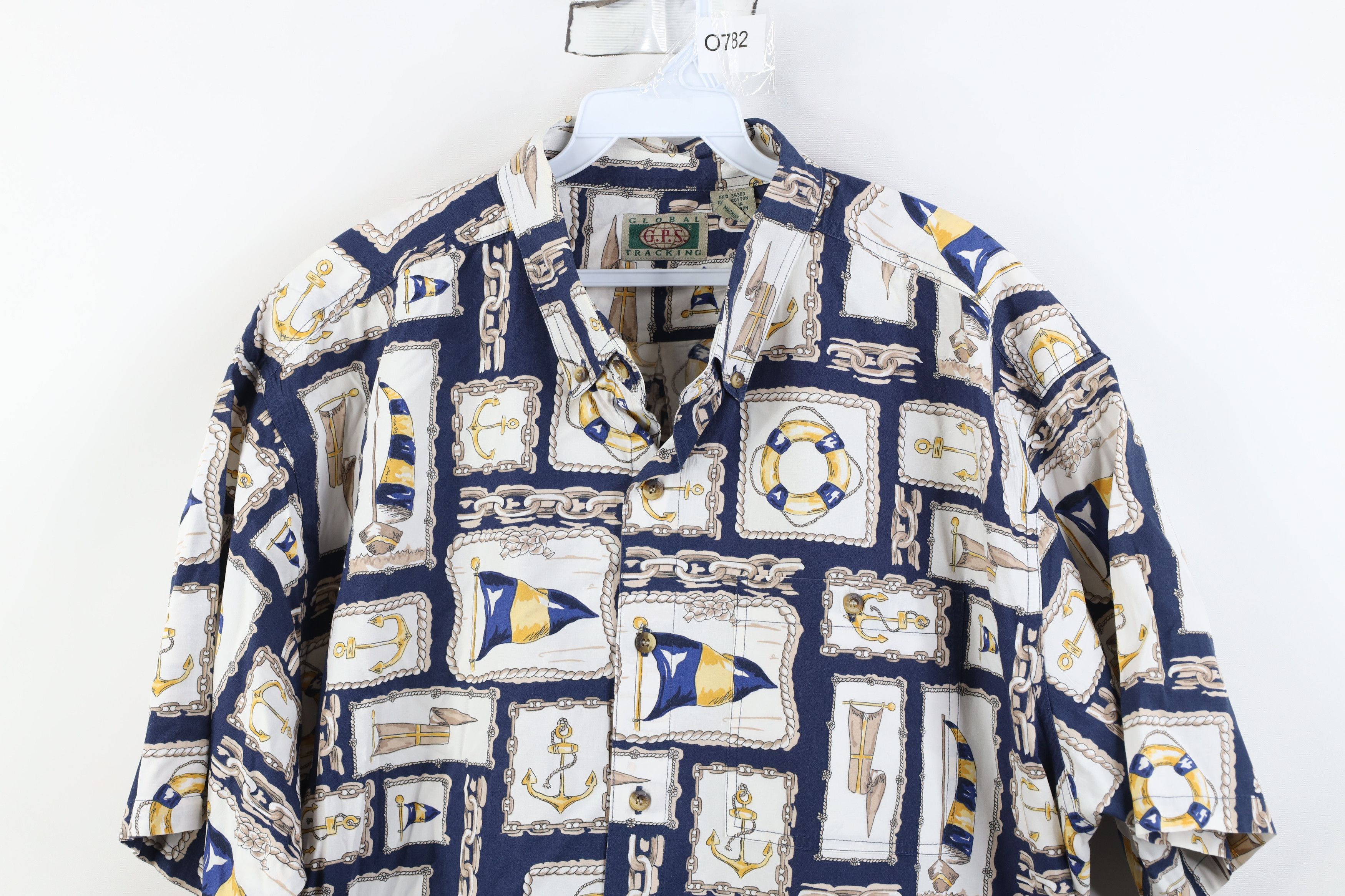 Vintage Vintage 90s Streetwear Anchor Flag Boating Button Down Shirt Size US XL / EU 56 / 4 - 2 Thumbnail