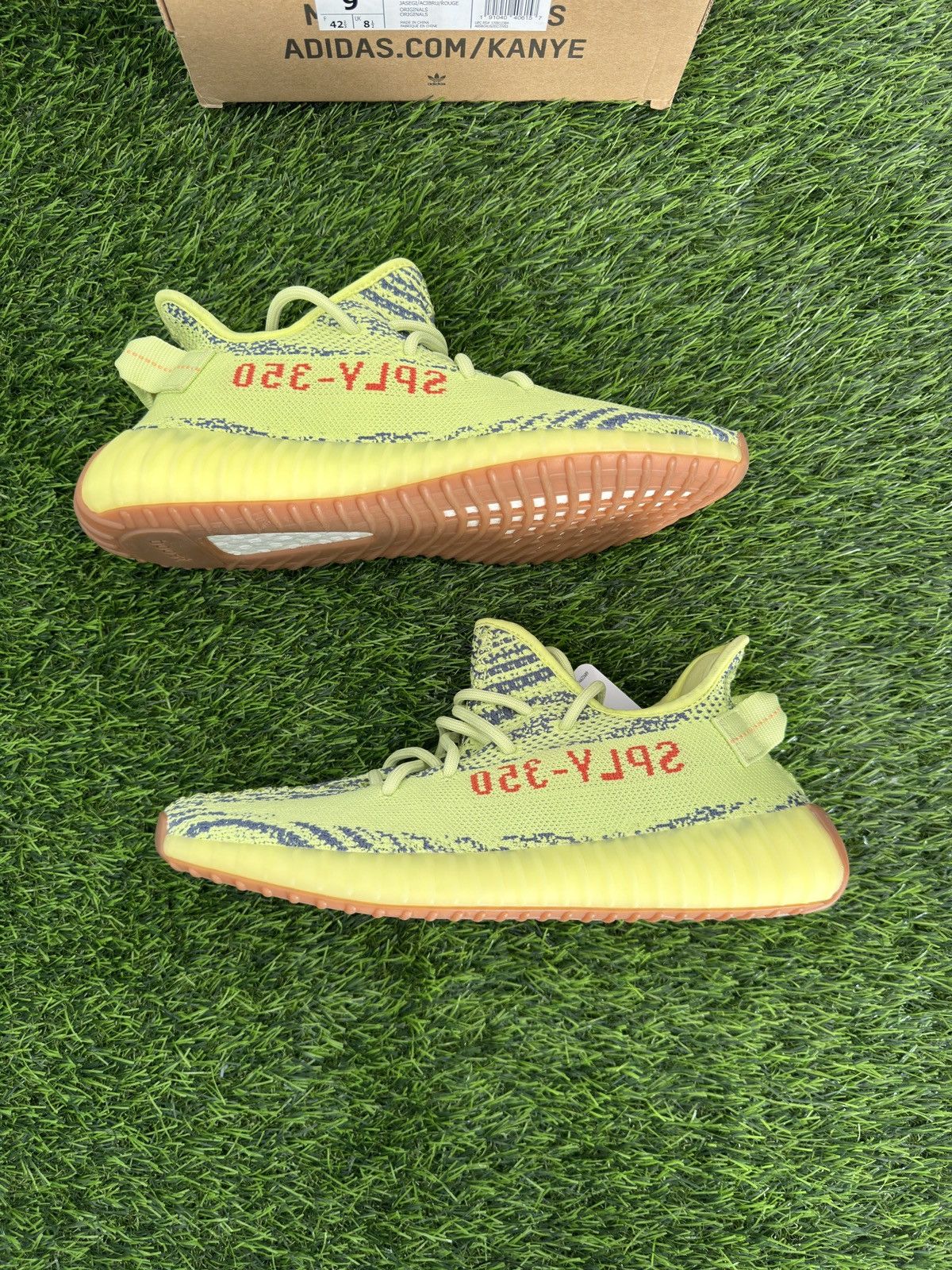 image of Adidas Yeezy 350 Semi Frozen Shoes in Yellow, Men's (Size 9)
