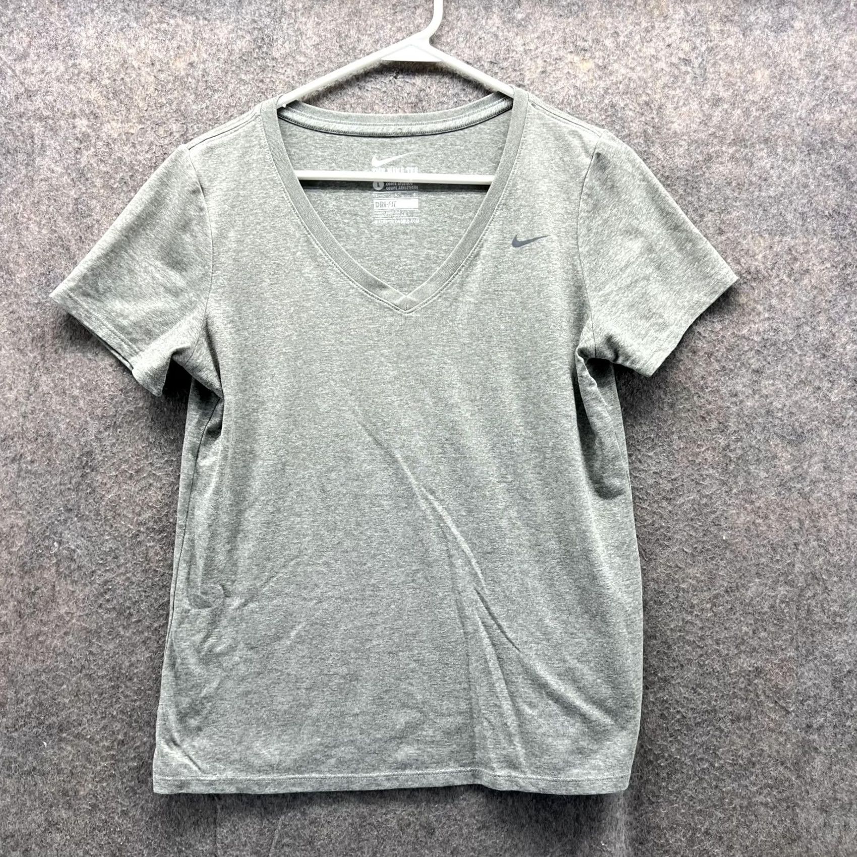 Nike Nike Shirts Women Large Heather Gray Athletic Training Dri-FIT V-Neck Swoosh Size L / US 10 / IT 46 - 2 Thumbnail