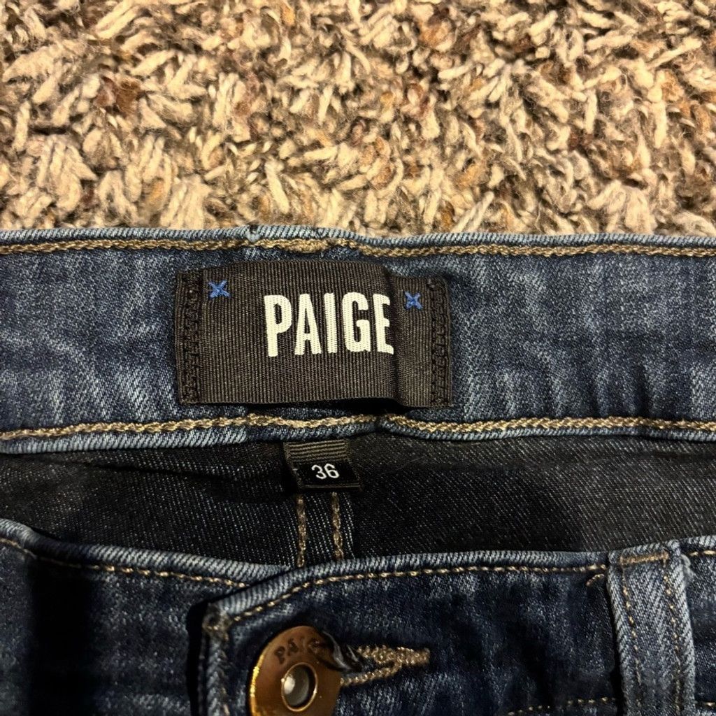 Paige PAIGE Medium Blue Wash Cropped Jeans Size 36" / US 14 / IT 50 - 3 Thumbnail