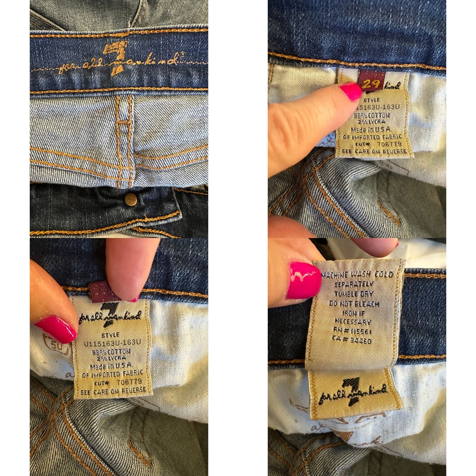 7 For All Mankind 7 For All Mankind Dojo Jeans Wide-Leg Flare 29 Medium Wash Denim Womens Regular Inseam 33" Size 29" - 8 Thumbnail