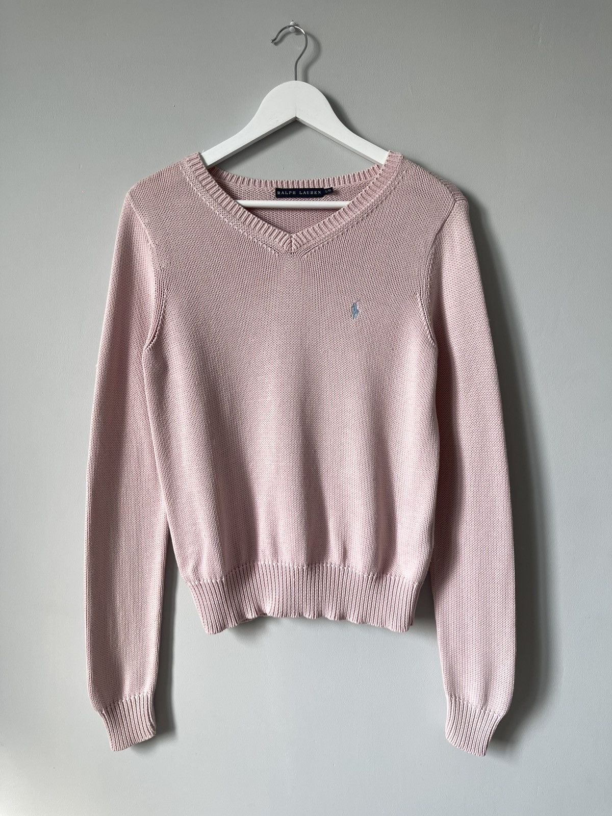 Ralph Lauren Vintage Ralph Lauren 90's Light Pink Cotton Knitted Sweater Size L / US 10 / IT 46 - 1 Thumbnail