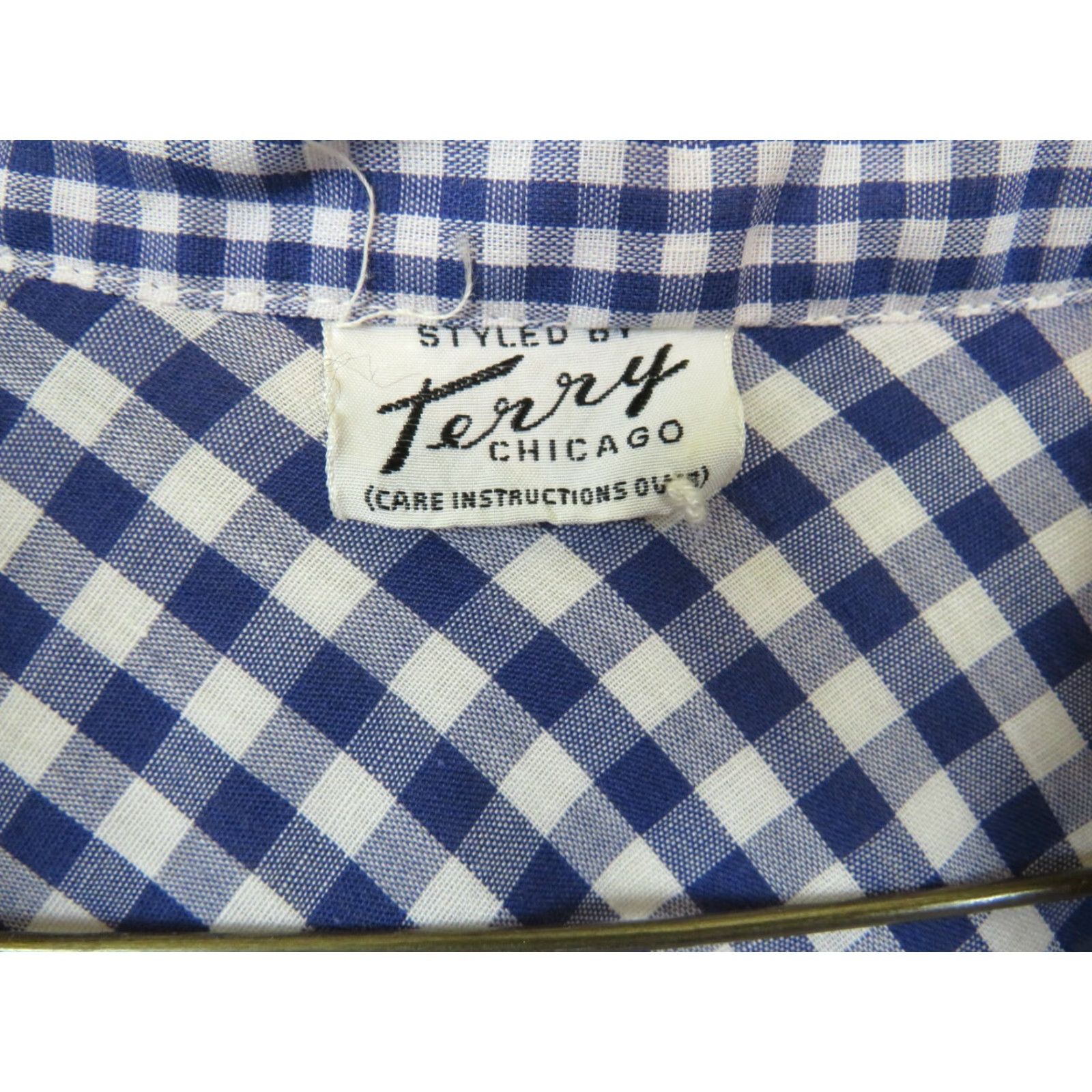 Vintage VINTAGE Terry Shirt Polyester Blue 1960-70s M Stain Destroyed Chicago plaid Casual Mens Size M / US 6-8 / IT 42-44 - 4 Thumbnail