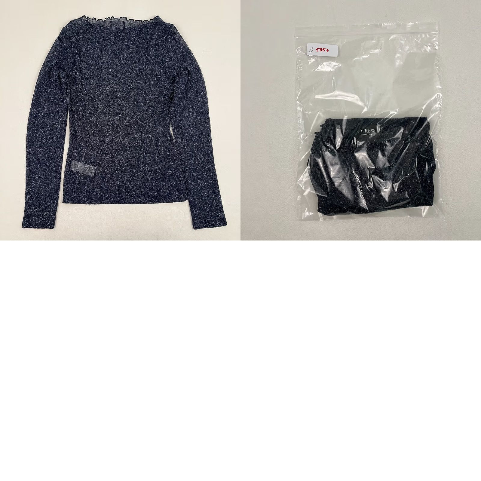 J.Crew J. Crew Blouse Womens L Blue Sheer Metallic Shimmer Boatneck Festival Layer CF674 Size L / US 10 / IT 46 - 8 Thumbnail