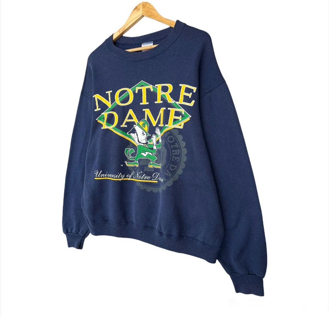 NFL × Vintage Vintage 90s University Of Notre Dame Blue Sweatshirt Size US L / EU 52-54 / 3 - 3 Thumbnail