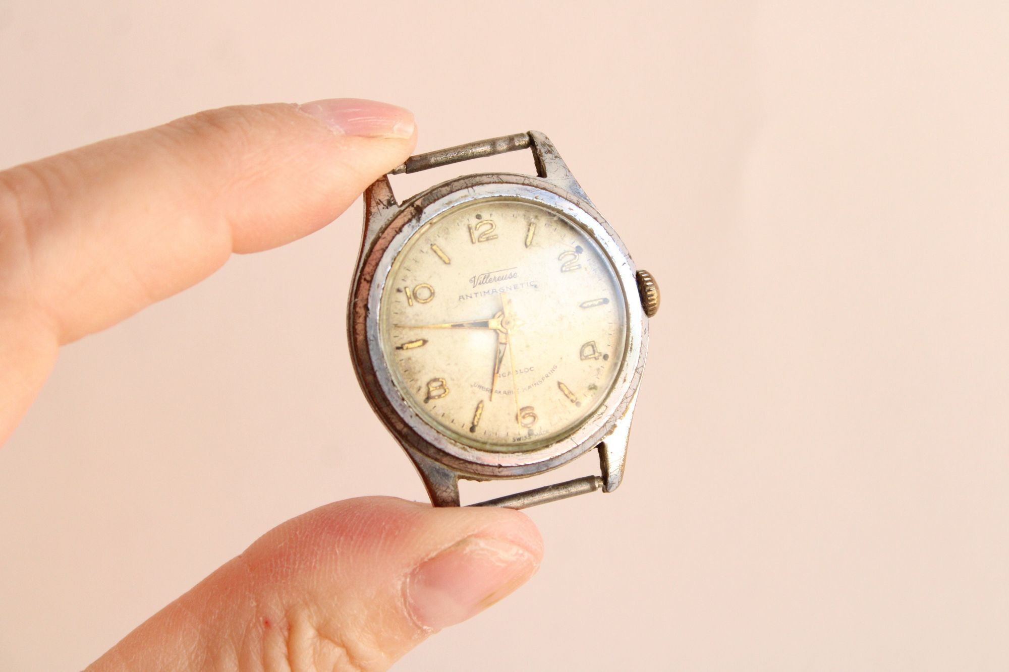 Vintage Vintage 1950s Mens Villereuse Watch, Incabloc, Antimagnetic, Size ONE SIZE - 8 Thumbnail