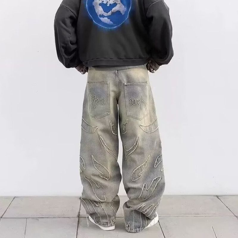 Japanese Brand × Jean Embroidery Wide Leg Denim Jeans Size US 34 / EU 50 - 2 Thumbnail
