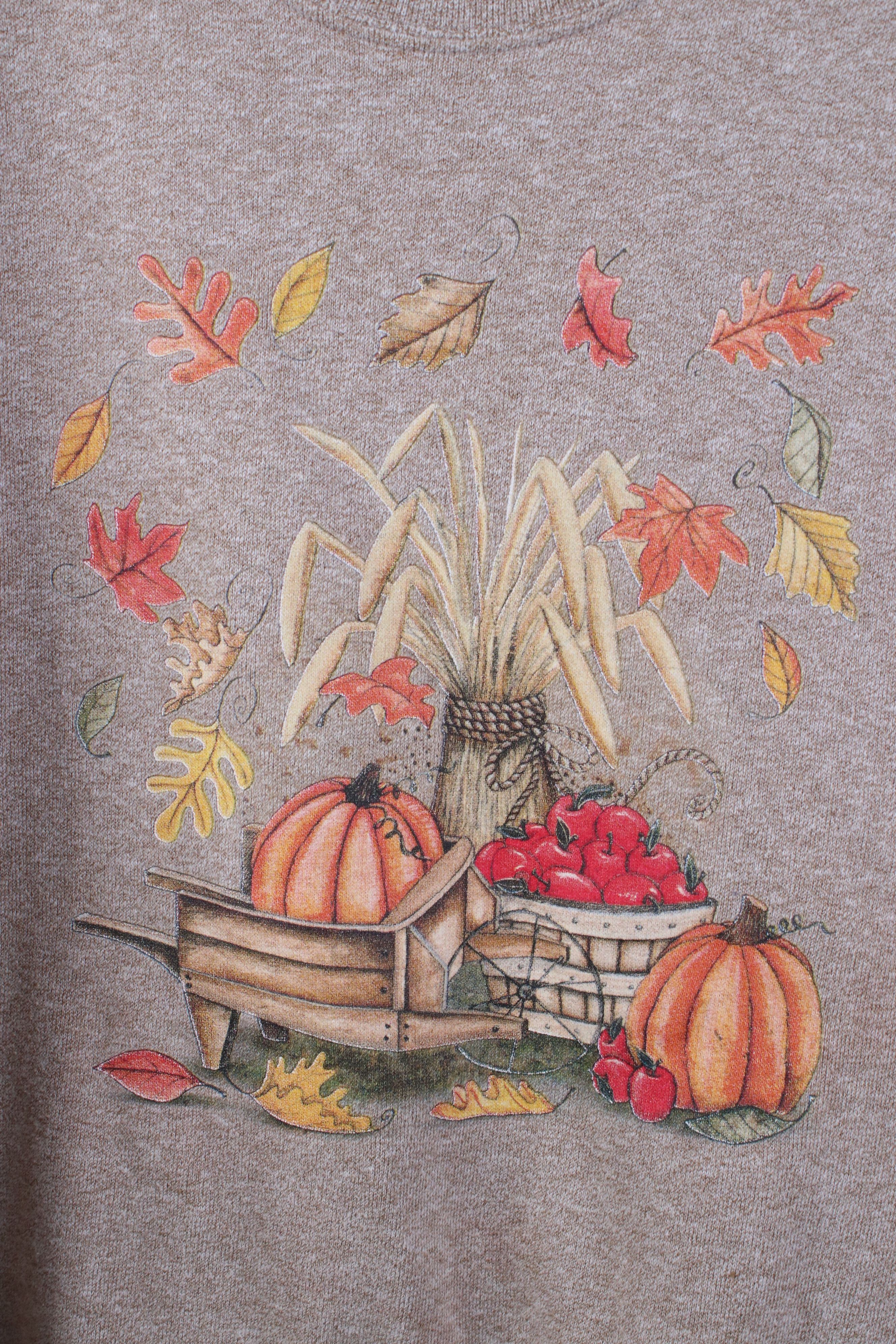 Vintage Vintage 90s Streetwear Fall Orchard Leaf Apple Sweatshirt Size L / US 10 / IT 46 - 4 Thumbnail