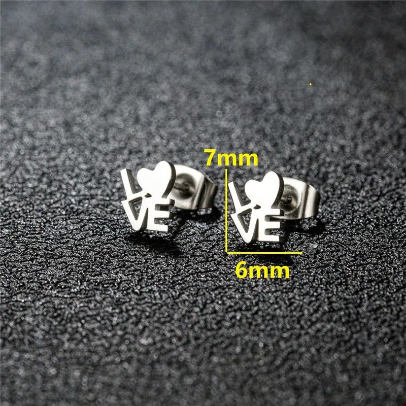 Jewelry Love Letter Stud Earrings Charm Earring Gift Size ONE SIZE - 2 Thumbnail