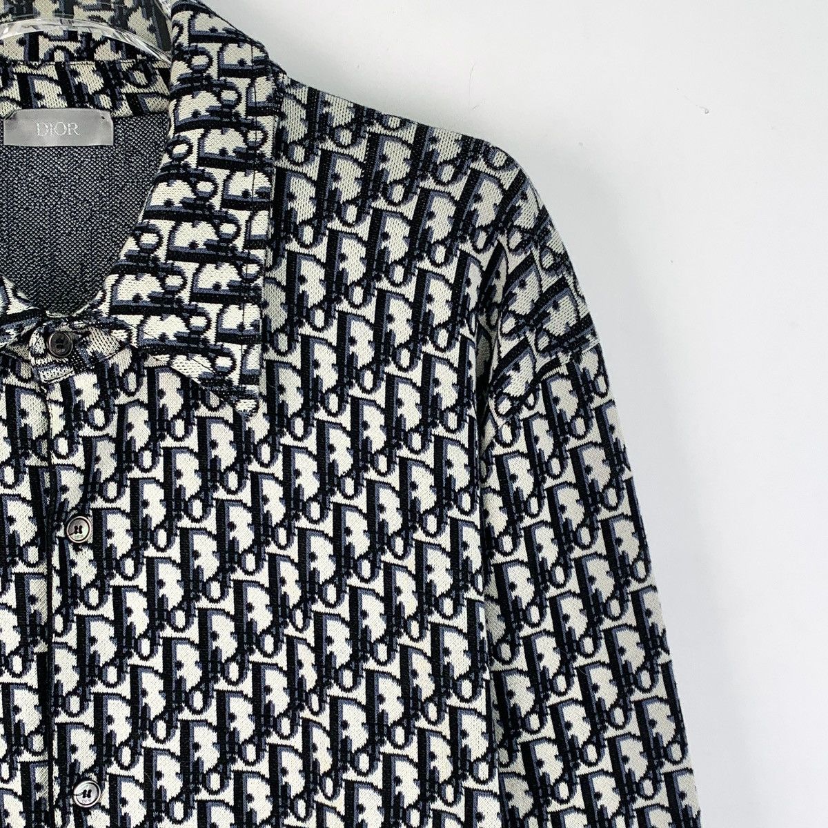 Dior Dior Black Logo Jacquard All Over Print Cotton Lapel Shirt Size US XXL / EU 58 / 5 - 3 Thumbnail