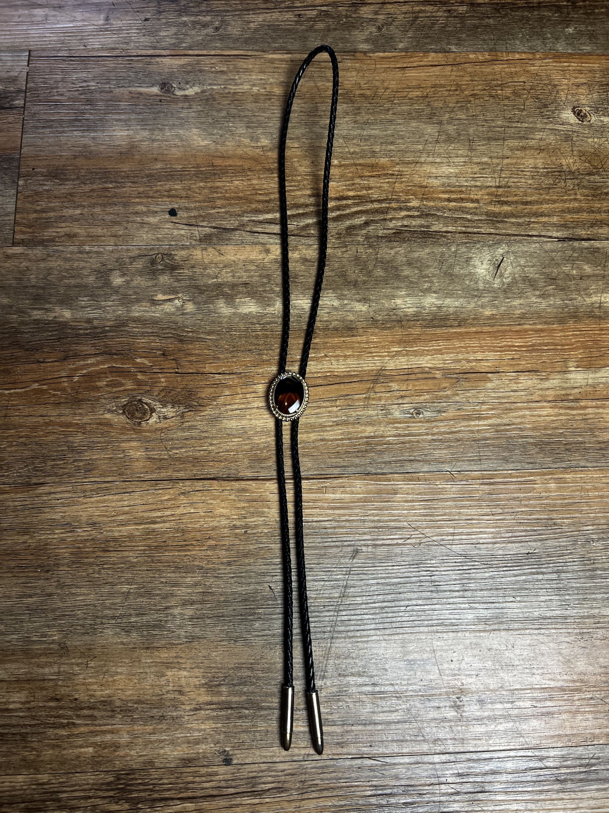 Vintage Vintage Tigers Eye Western Bolo Neck Tie with Bullet Tips Size ONE SIZE - 7 Thumbnail