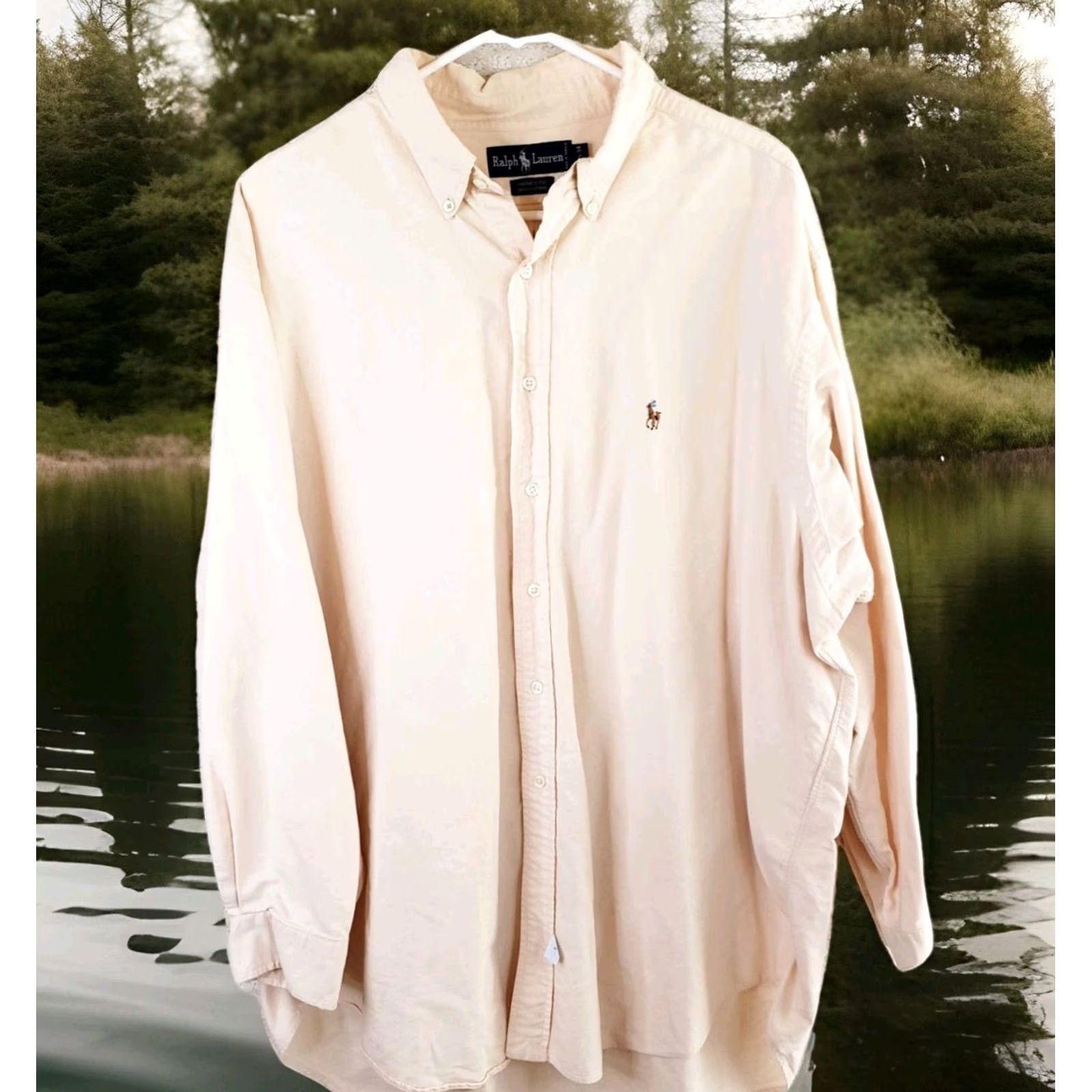 Polo Ralph Lauren Ralph Lauren Shirt Mens 17.5x34 Button-Down Long Sleeve Yellow Cotton Blend Lightweight Embroidered Logo Classic Preppy Size US XXL / EU 58 / 5 - 2 Thumbnail