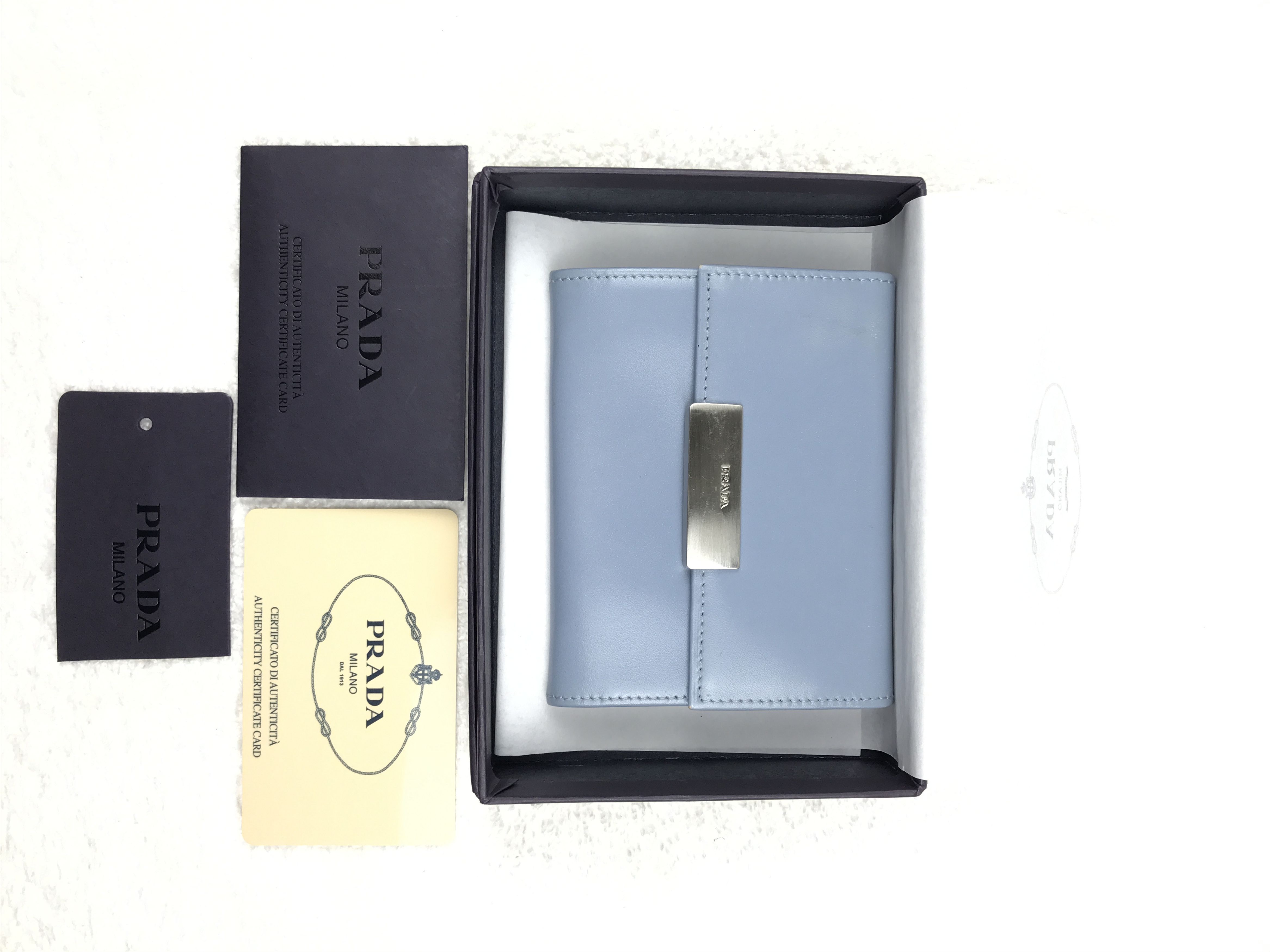 Prada Prada Saffiano Coin Purse Soft Blue With Authenticated Card Size ONE SIZE - 1 Thumbnail