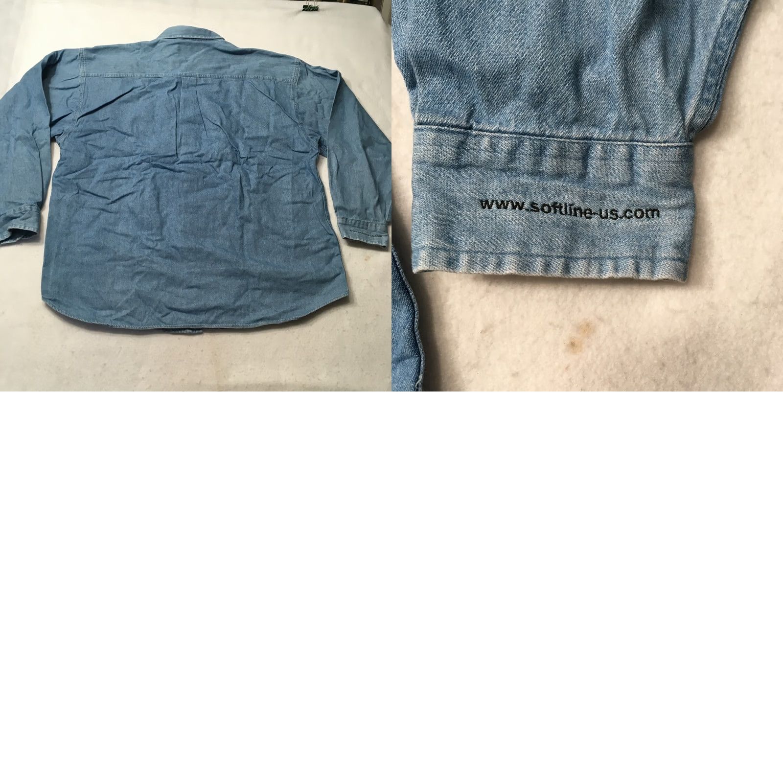 Denime munsing Button Up Shirt 2XL Blue Denim Long Sleeve embroidered softline Mens Size US XXL / EU 58 / 5 - 8 Thumbnail