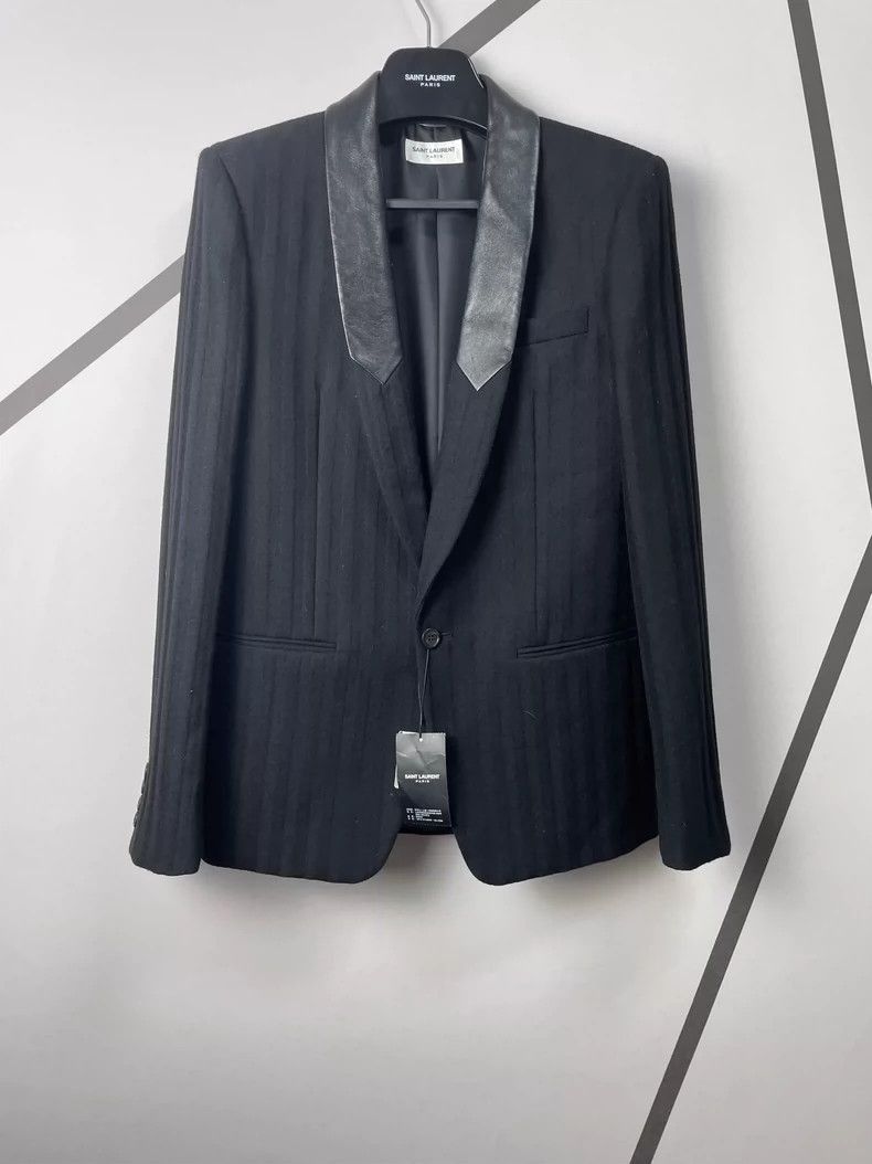 Saint Laurent Paris Saint Laurent Paris 3D striped leather collar jacket-2506 Size US M / EU 48-50 / 2 - 1 Thumbnail