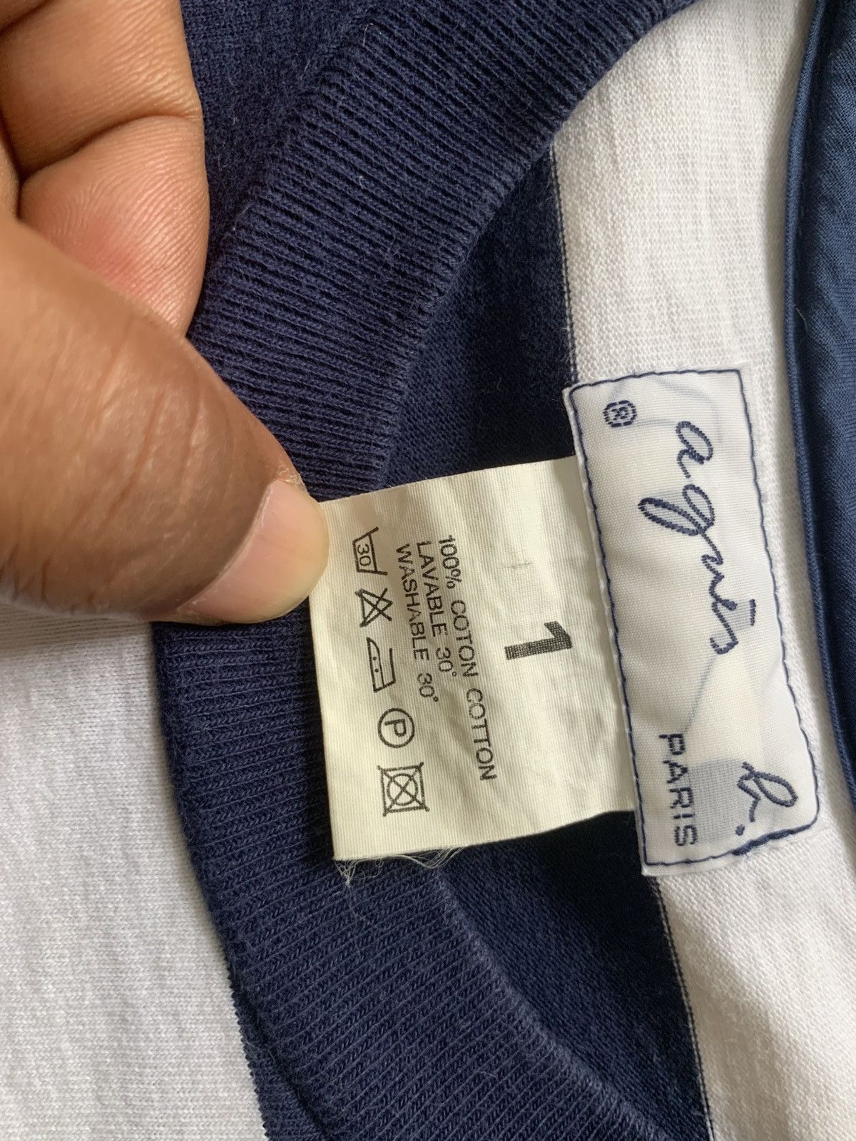 agnes b. 🔥 Agnes B Paris.. Blue White Lining Stripe T Shirt Size US S / EU 44-46 / 1 - 12 Thumbnail