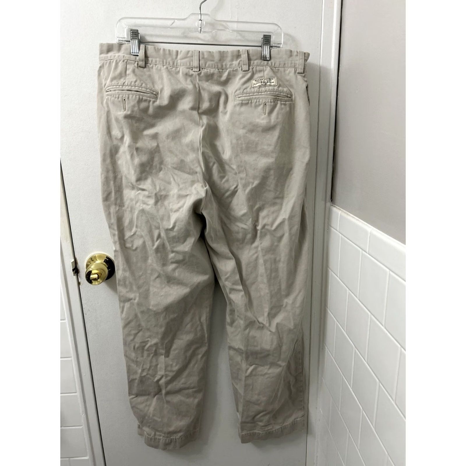 Polo Ralph Lauren VINTAGE Polo Ralph Lauren Andrew Pants Mens 36x28 Tan Pleated Chino Cotton Trousers Size US M / EU 48-50 / 2 - 5 Thumbnail