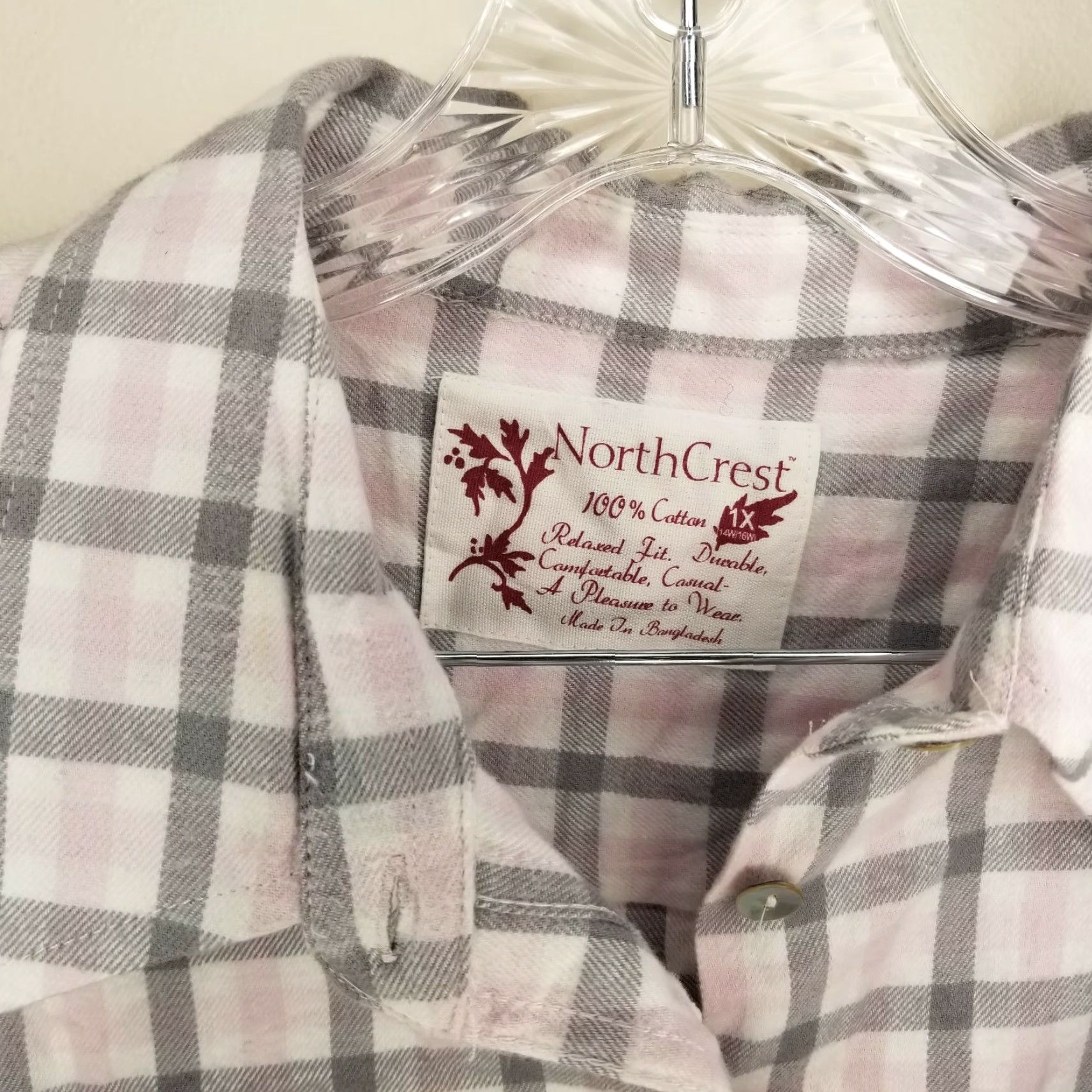 Pinko VINTAGE Northcrest Pajama Top Shirt Long Sleeve Button Up Pink 1X Womens Plus Size Nightwear Pink 1X Women Size XL / US 12-14 / IT 48-50 - 2 Thumbnail