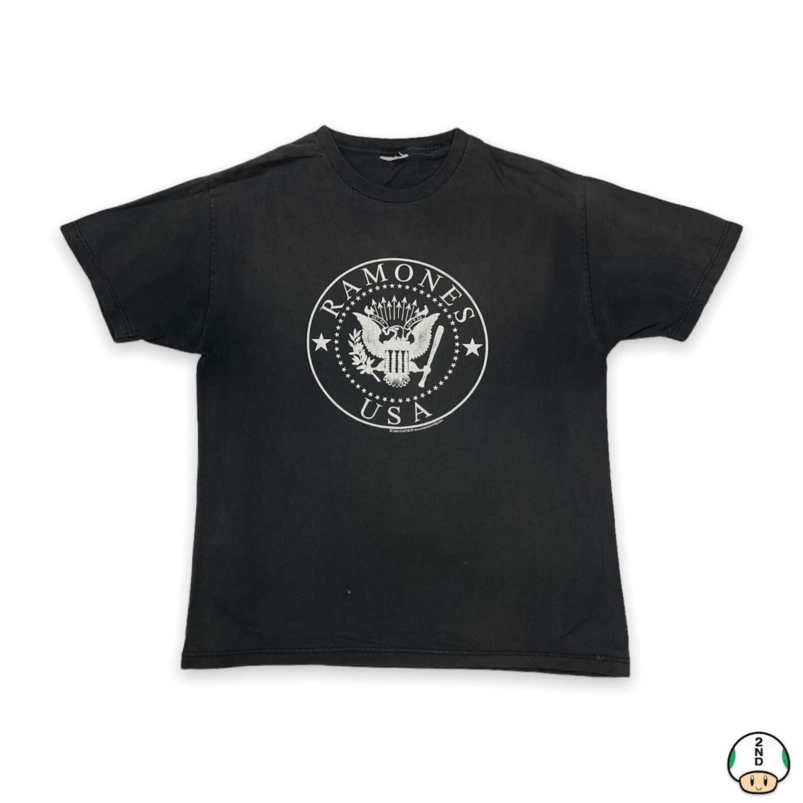 Vintage 2003 Ramones USA T Shirt Faded Graphic Band Tee