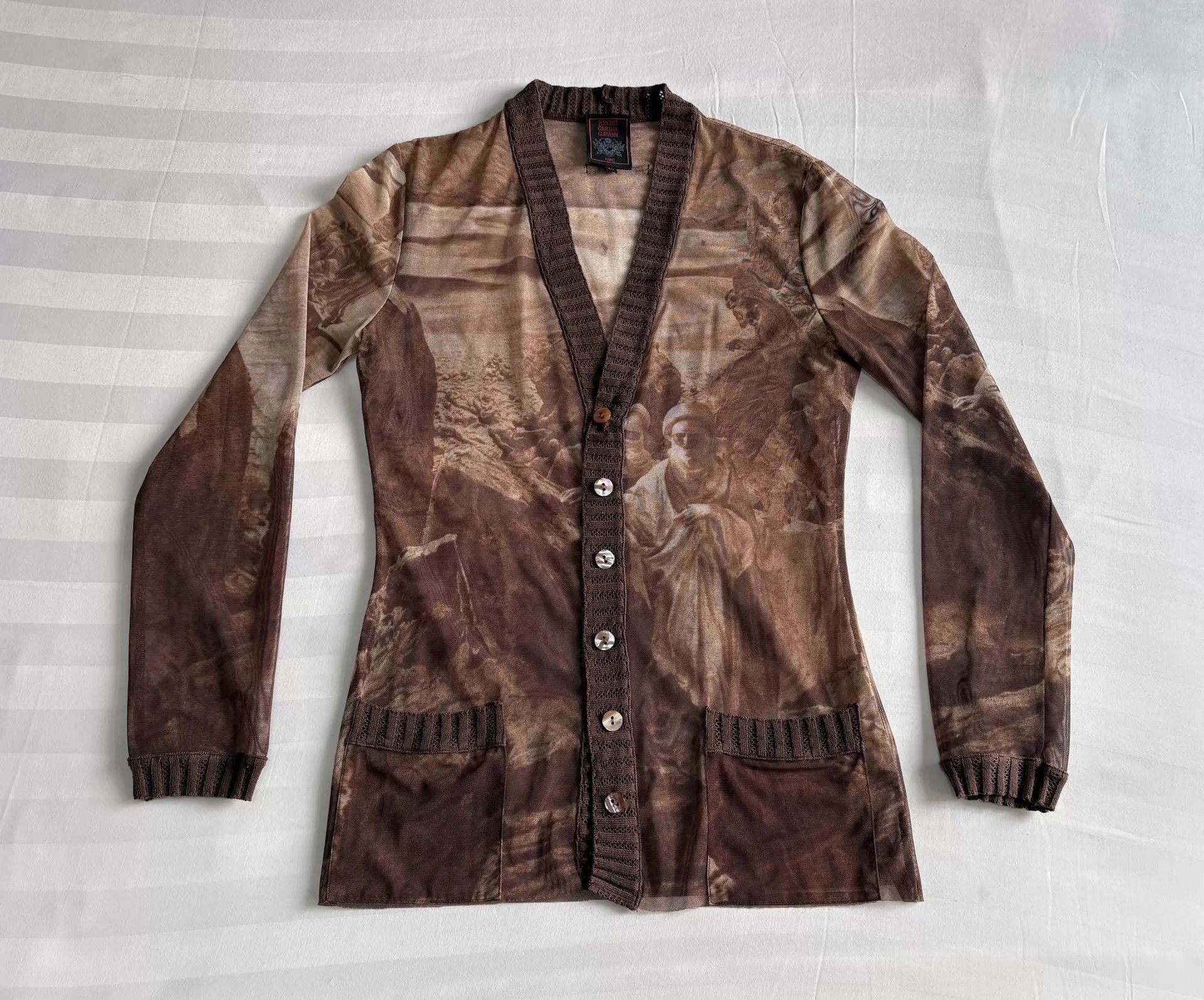 Jean Paul Gaultier JPG Religious Figure Knit Mesh Cardigan 40 Vintage Size S / US 4 / IT 40 - 1 Thumbnail