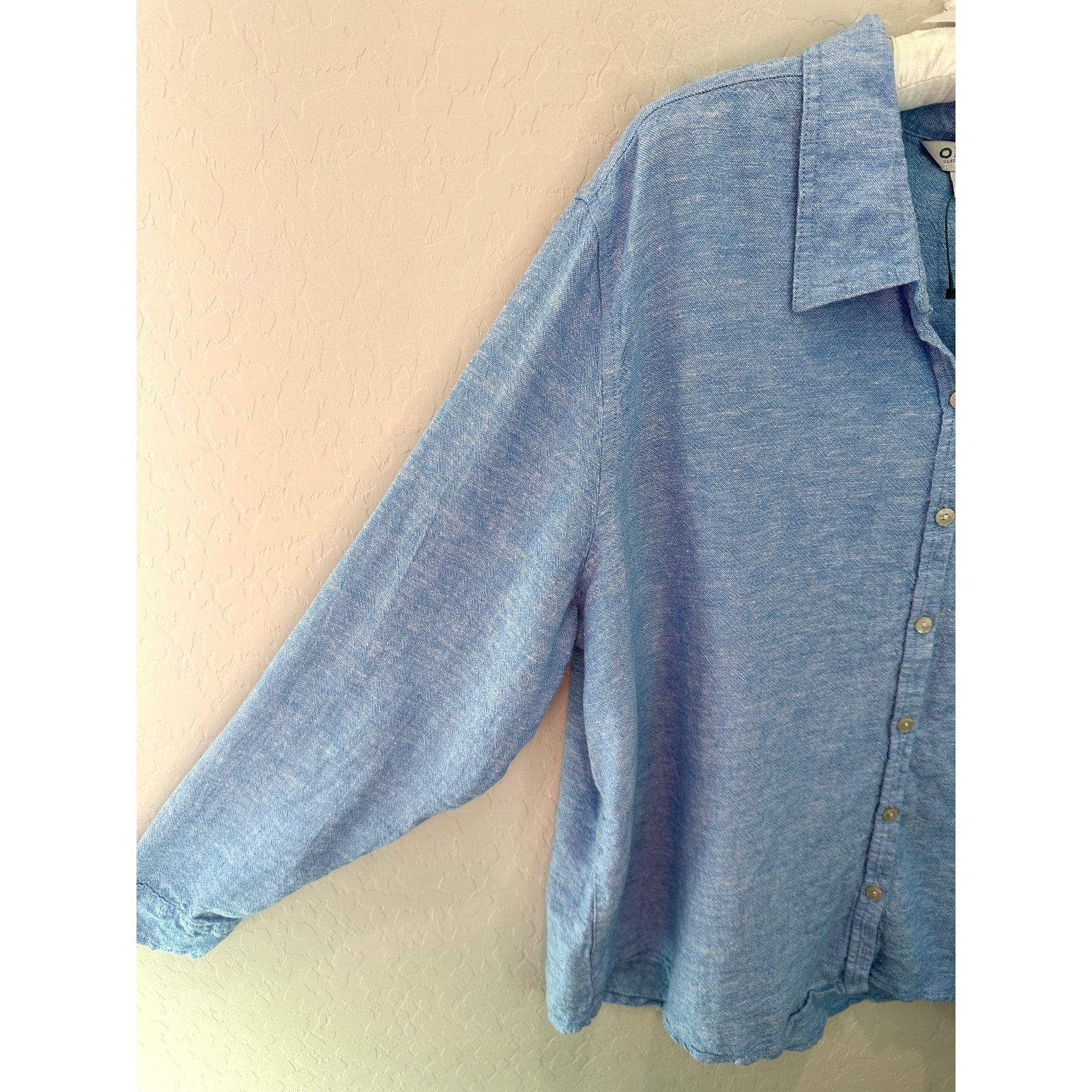 Orvis ORVIS | Blue Linen Blend Button Up Long Sleeve Shirt Size XXL / US 16-18 / IT 52-54 - 3 Thumbnail