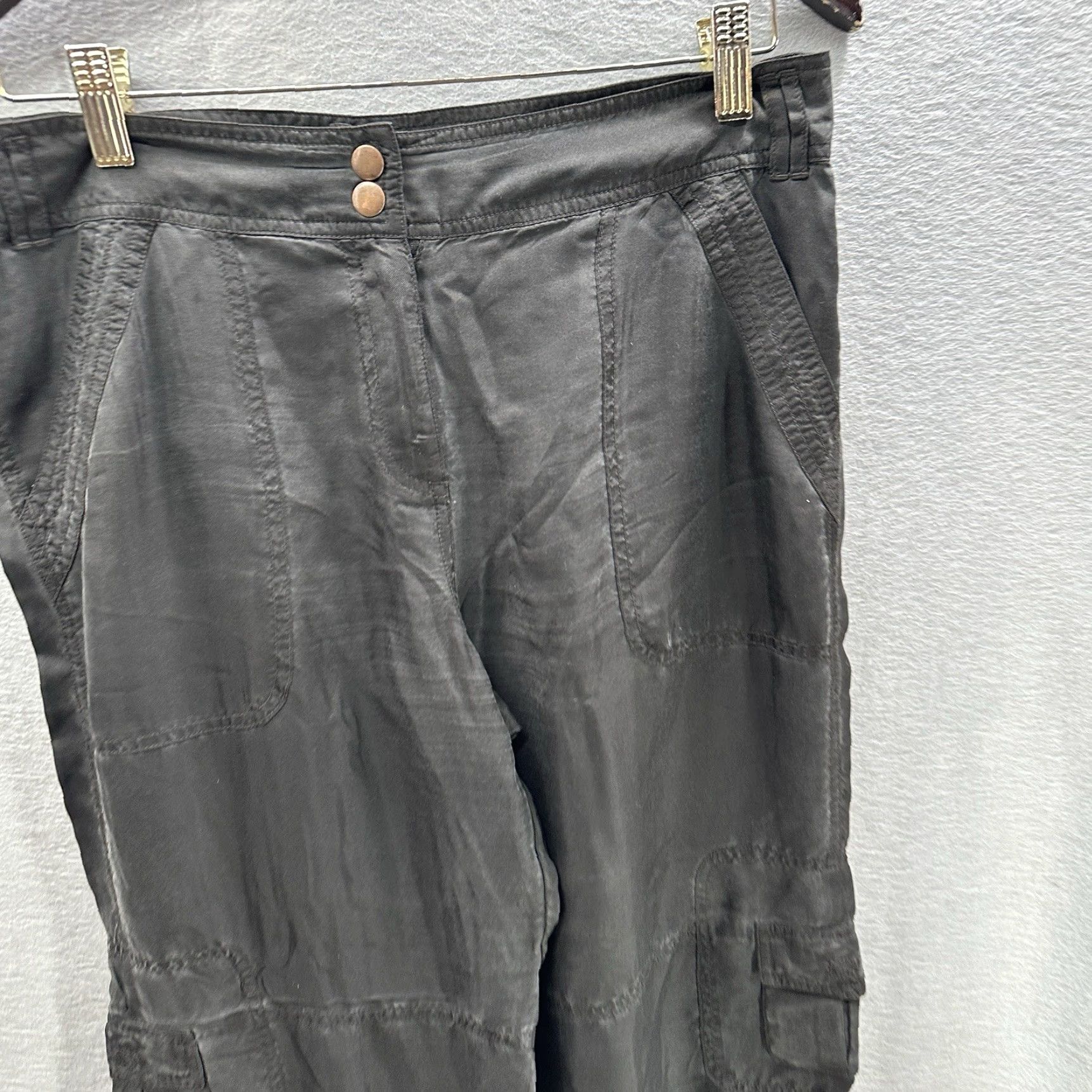 Vintage VINTAGE Cache Women’s Cargo Pants 4 Black Silk Rhinestone Accents 90s Bohemian Festival Size 27" / US 4 / IT 40 - 4 Thumbnail