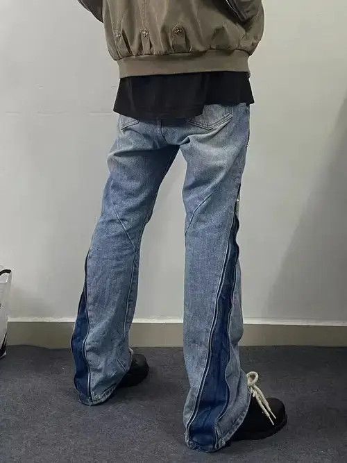 Japanese Brand Street hip-hop washed zipper micro-flare jeans Size US 32 / EU 48 - 3 Thumbnail