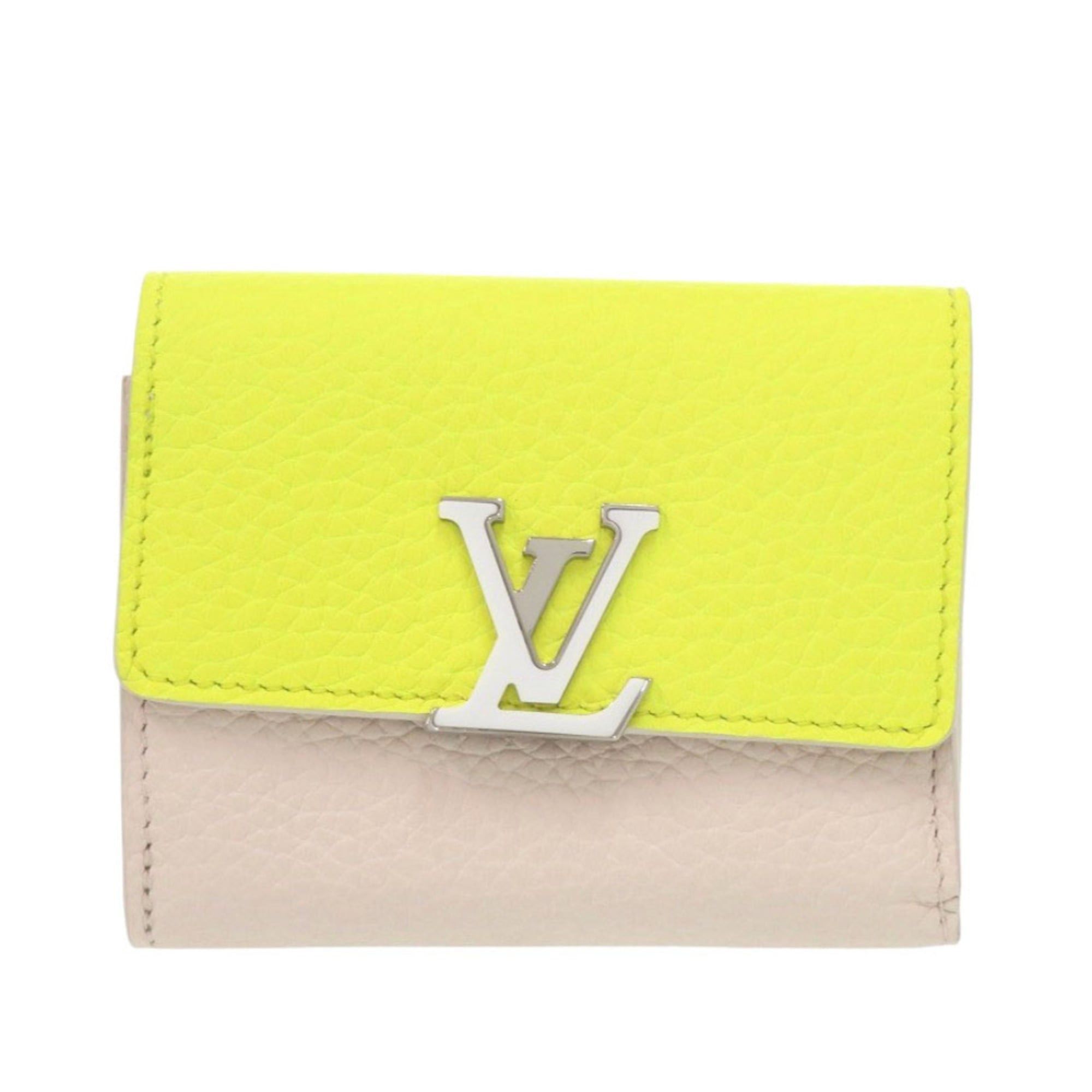 Louis Vuitton Like new Louis Vuitton Portefeuille Capucines XS M80325 Taurillon Leather Yellow and Beige Tri-fold Wallet LV 0725 Size ONE SIZE - 1 Thumbnail