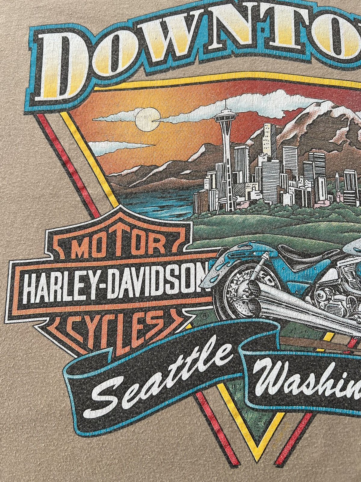 Harley Davidson Vintage 1998 Harley Davidson Downtown Seattle WA T-shirt Size US L / EU 52-54 / 3 - 14 Thumbnail