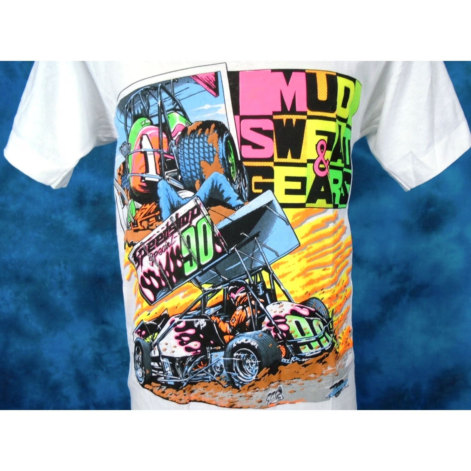Fruit Of The Loom VINTAGE 80s SPRINT CAR RACING T-Shirt S/M MUD SWEAT GEARS single stitch cartoon Fruit of the Loom Cotton Men Size US S / EU 44-46 / 1 - 4 Thumbnail
