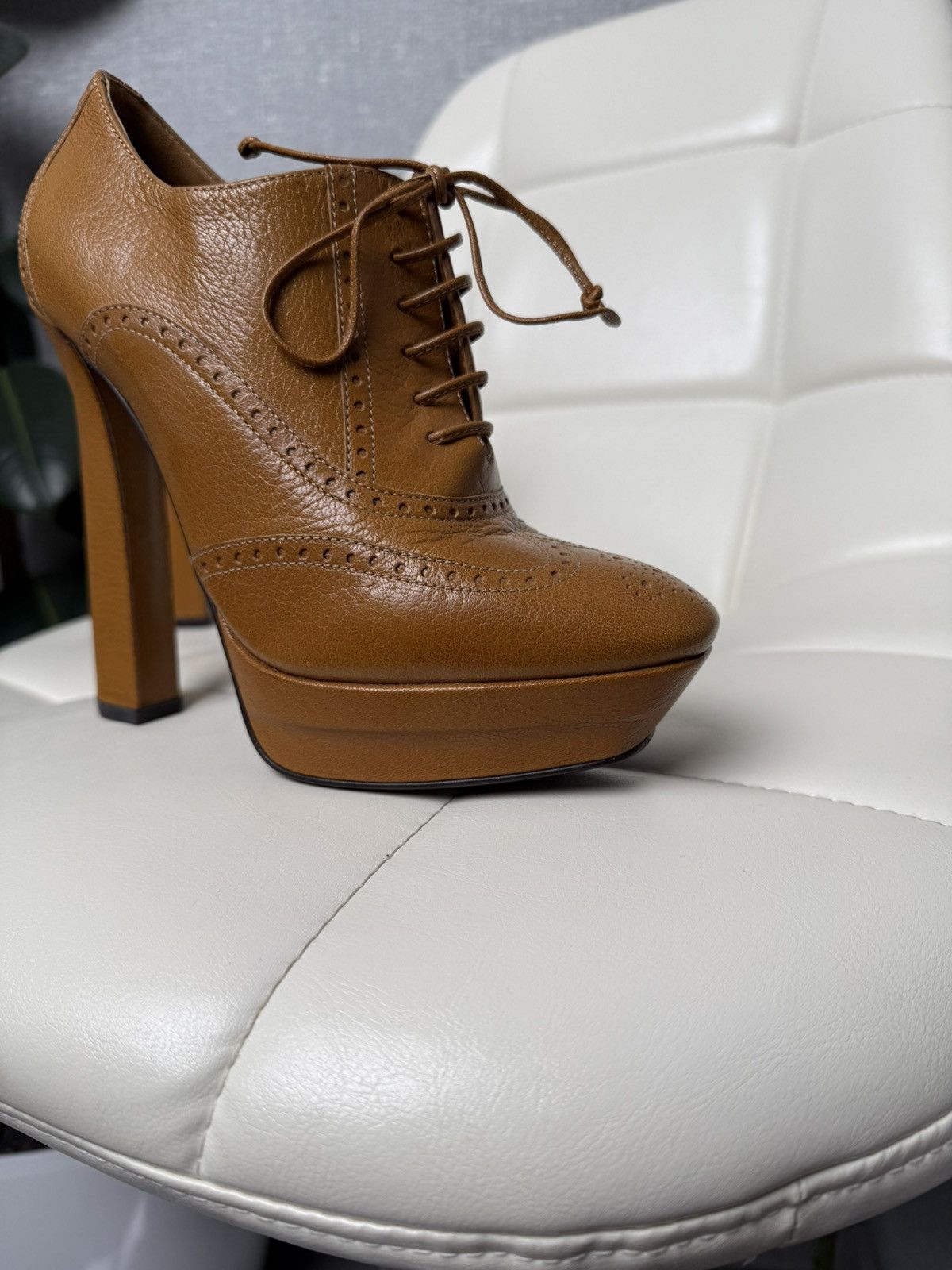 Bottega Veneta Bottega Veneta Leather Lace Up Platform Ankle Booties Heels Size US 7 / IT 37 - 10 Thumbnail