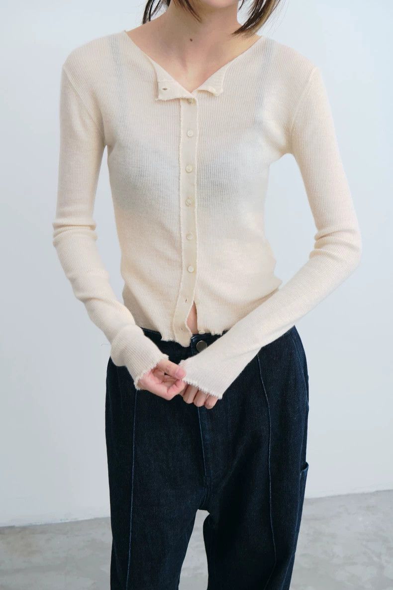 Helmut Lang HELMUT LANG American white cashmere knit sweater Size S / US 4 / IT 40 - 1 Thumbnail