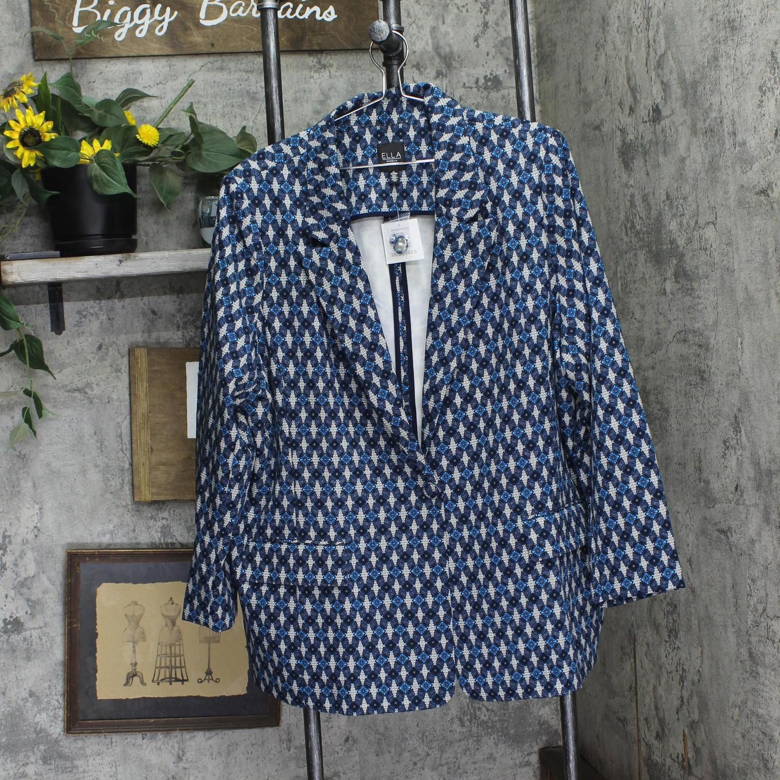 Other Nwt Ella Rafaella Print Button Blazer Jacket Malibu Blue 3x Size 3XL / US 20-22 - 1 Thumbnail