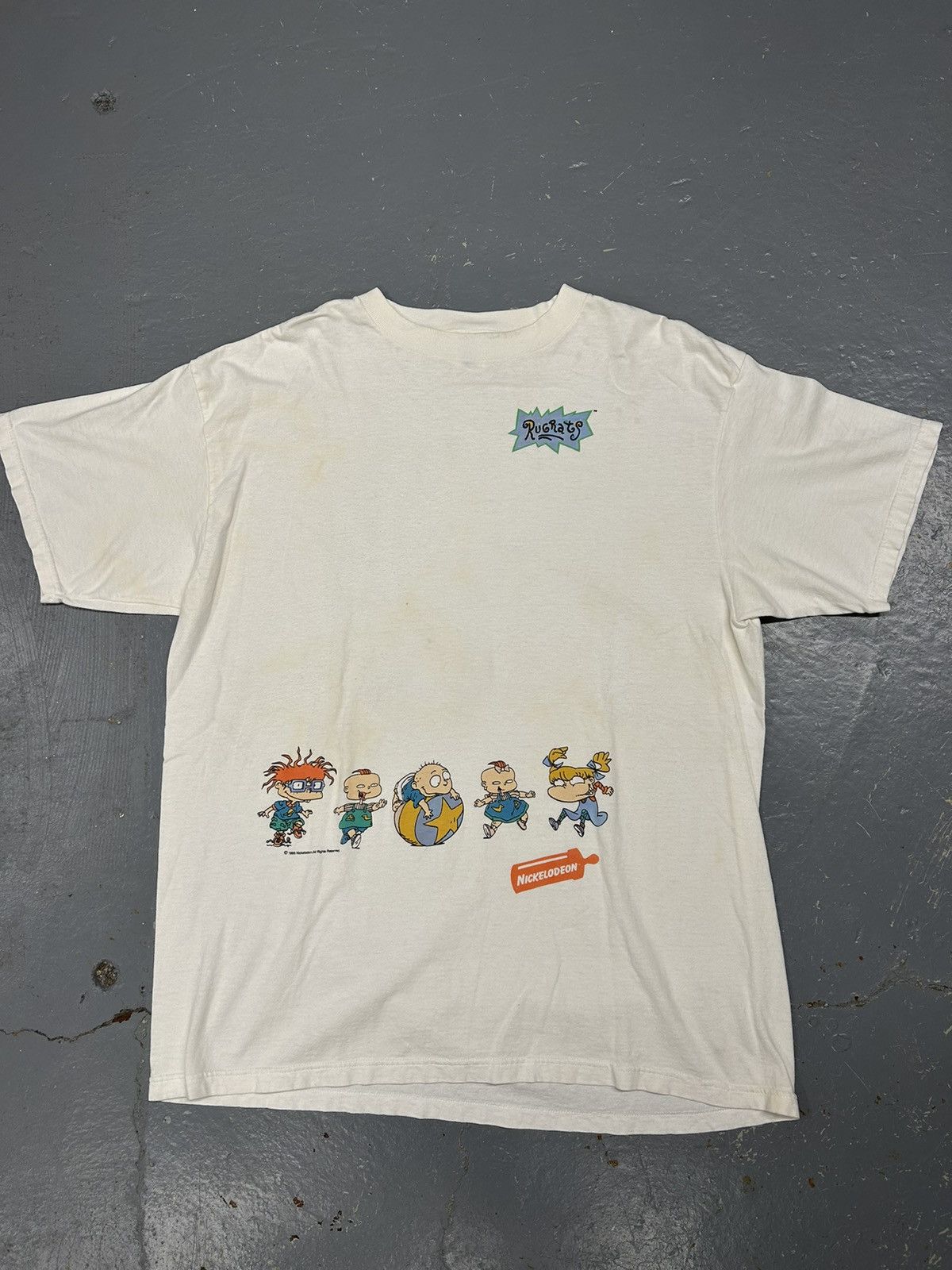 image of Nickelodeon x Vintage Crazy Vintage 1995 The Rugrats White Graphic Tee Shirt, Men's (Size XL)