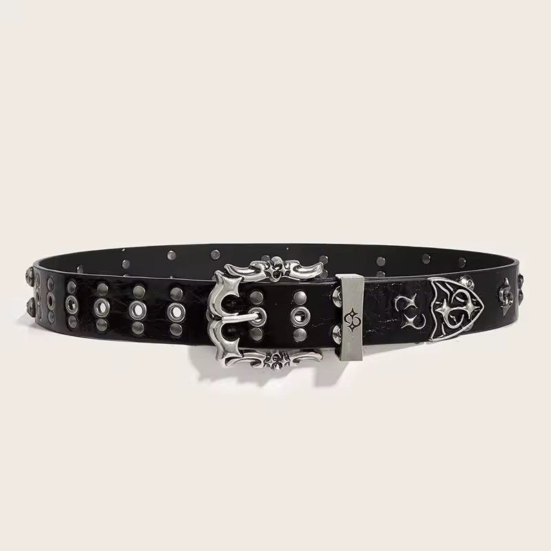 Other Gothic Punk PU Leather Rivet Black Unisex Belt Size ONE SIZE - 8 Thumbnail