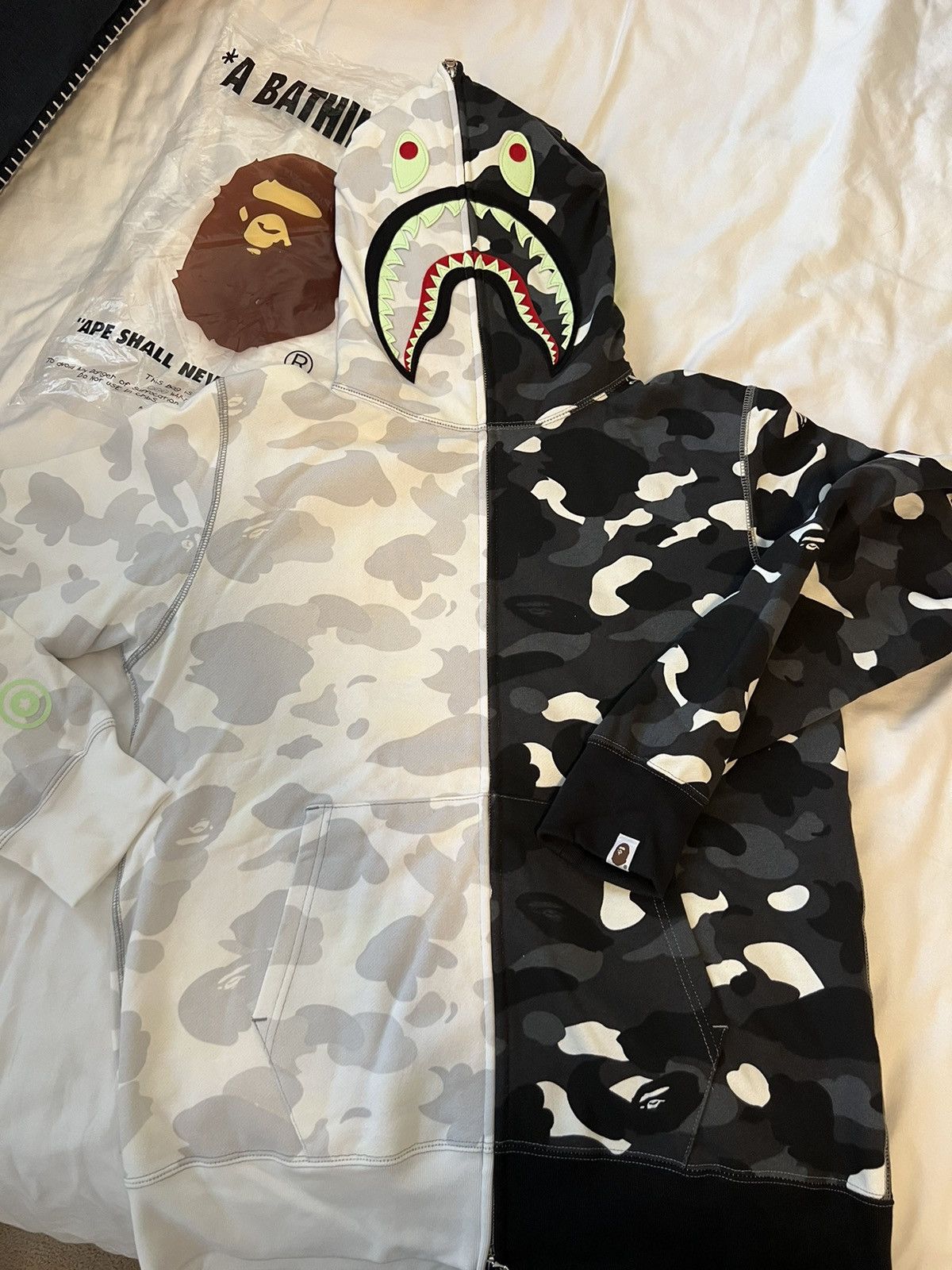 Bape City Half Shark online Full Zip Hoodie Whi