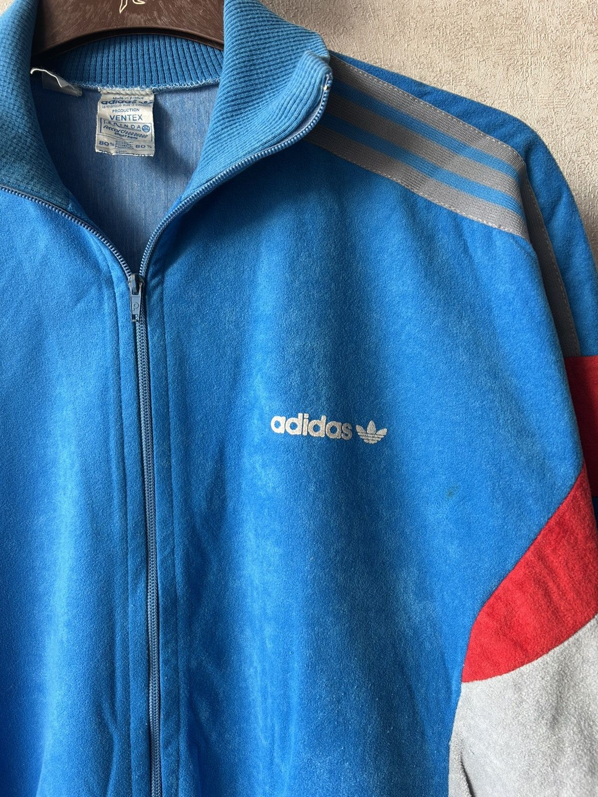 Adidas 80s Adidas Vertex Velour Zip Up Jacket Made in France Size US M / EU 48-50 / 2 - 8 Thumbnail