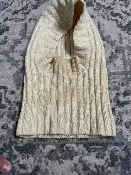 Other Vintage Cream Striped Wool Face Mask Balaclava Hat Cap Basic Size ONE SIZE - 2 Thumbnail