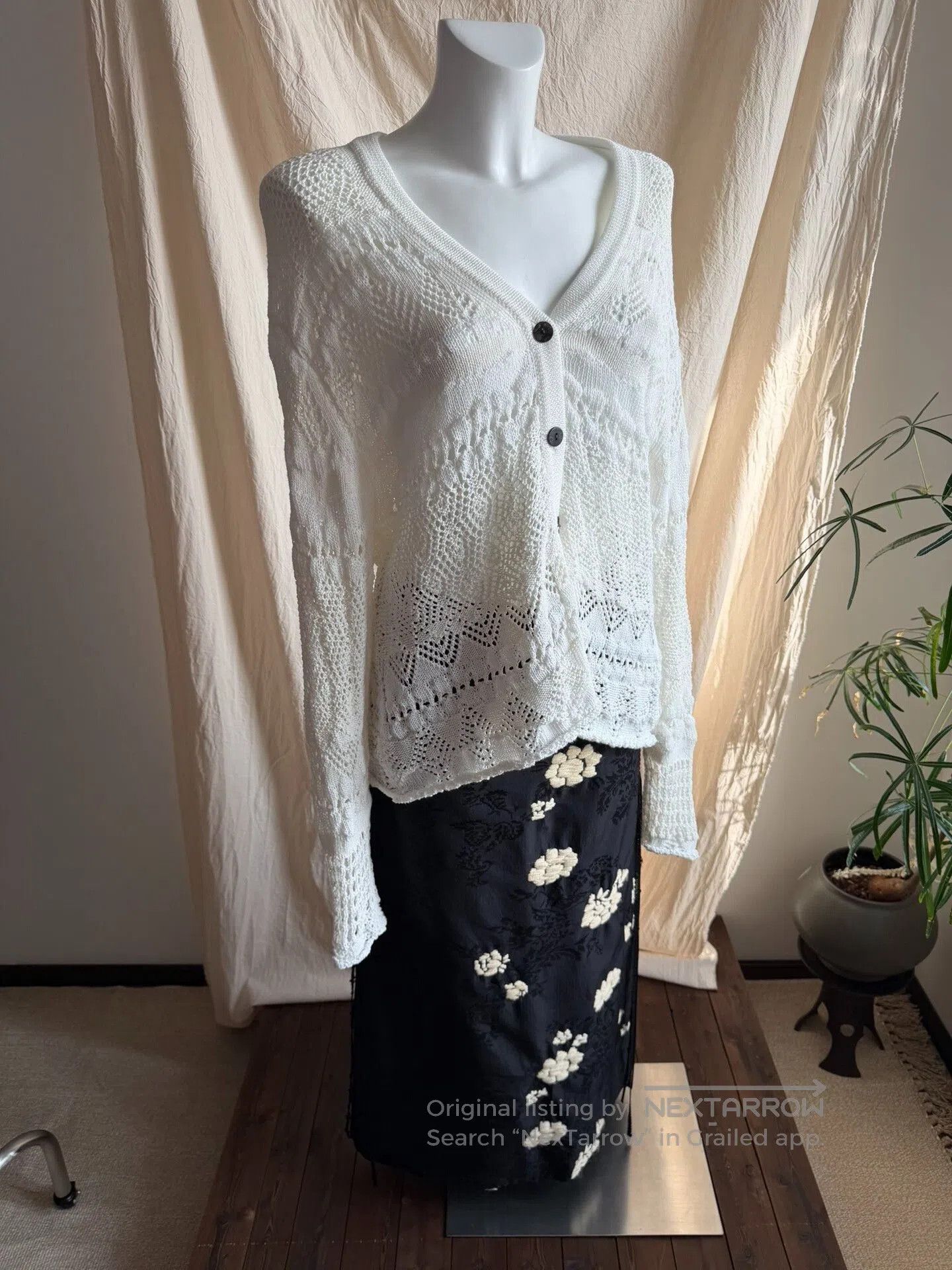 Y's Y'sforliving Cotton Knit Openwork Cardigan. Size M / US 6-8 / IT 42-44 - 7 Thumbnail