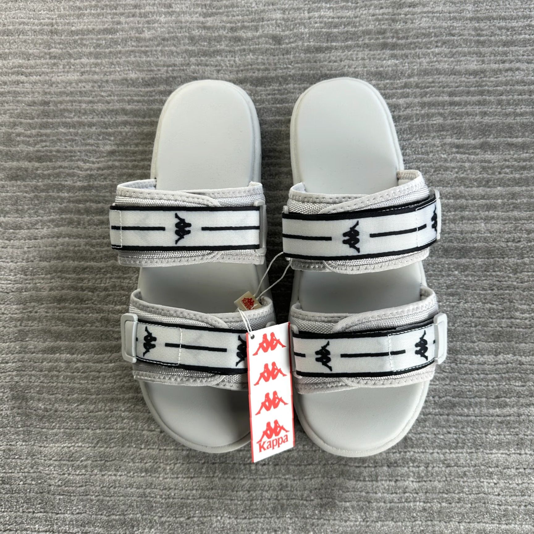 Kappa Kappa Sandals Mens Size 13 Gray Slip On Sandals Straps Nylon Upper Rubber Outsole Foam Insole Slide Shoes Size ONE SIZE - 4 Thumbnail