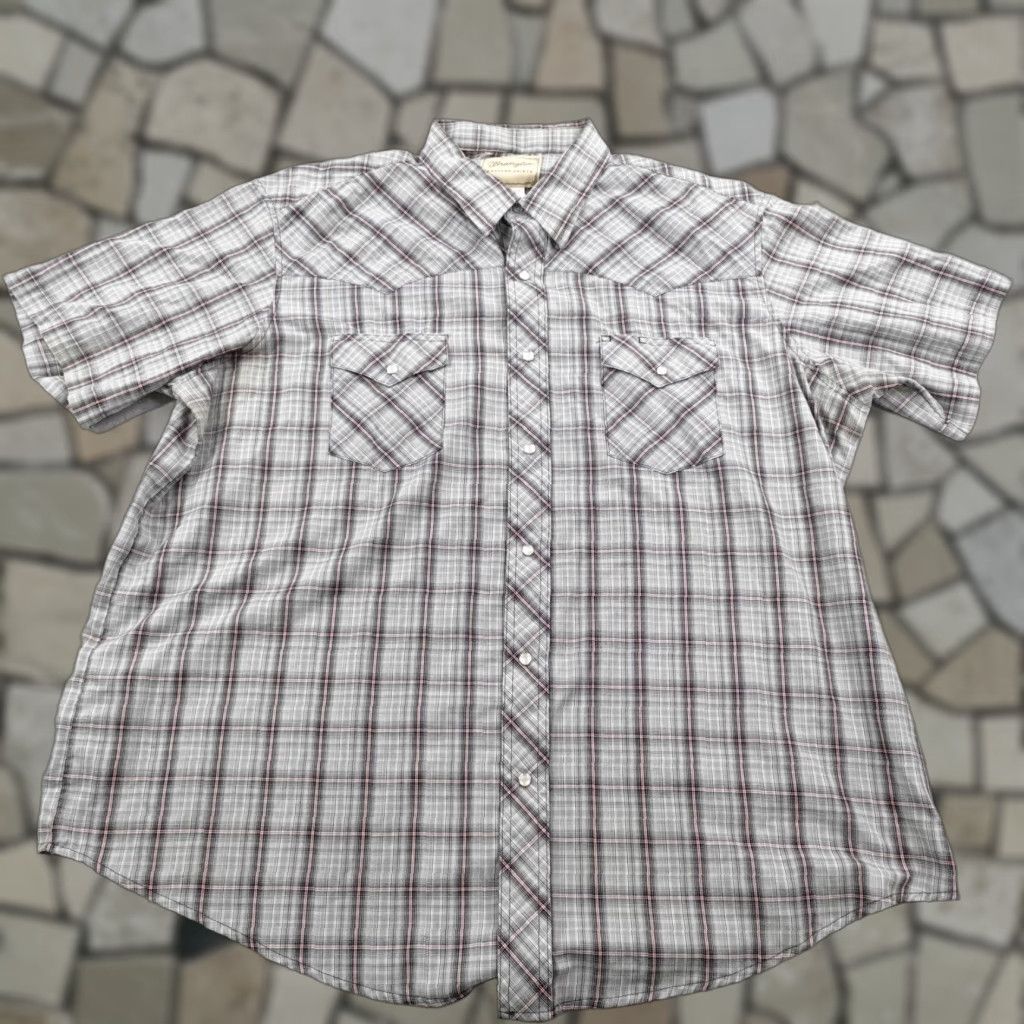 Wrangler VINTAGE Wrangler Shirt Mens 2XL Gray Plaid Western Pearl Snap Cowboy Rodeo Country Shirt? Size US XXL / EU 58 / 5 - 1 Thumbnail