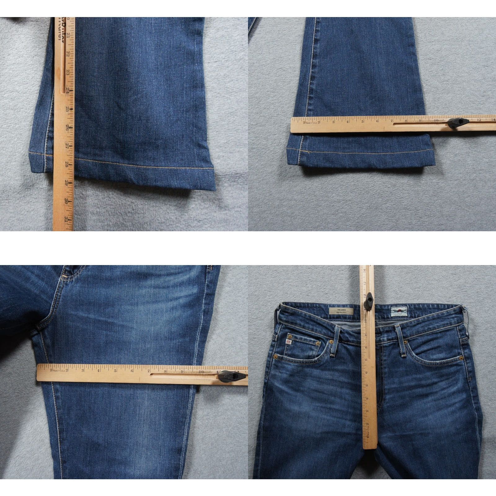 Vintage AG Adriano Goldschmied Jeans Womens 30 R Blue Denim Janis High Rise Flare Jeans Size 30" / US 8 / IT 44 - 8 Thumbnail