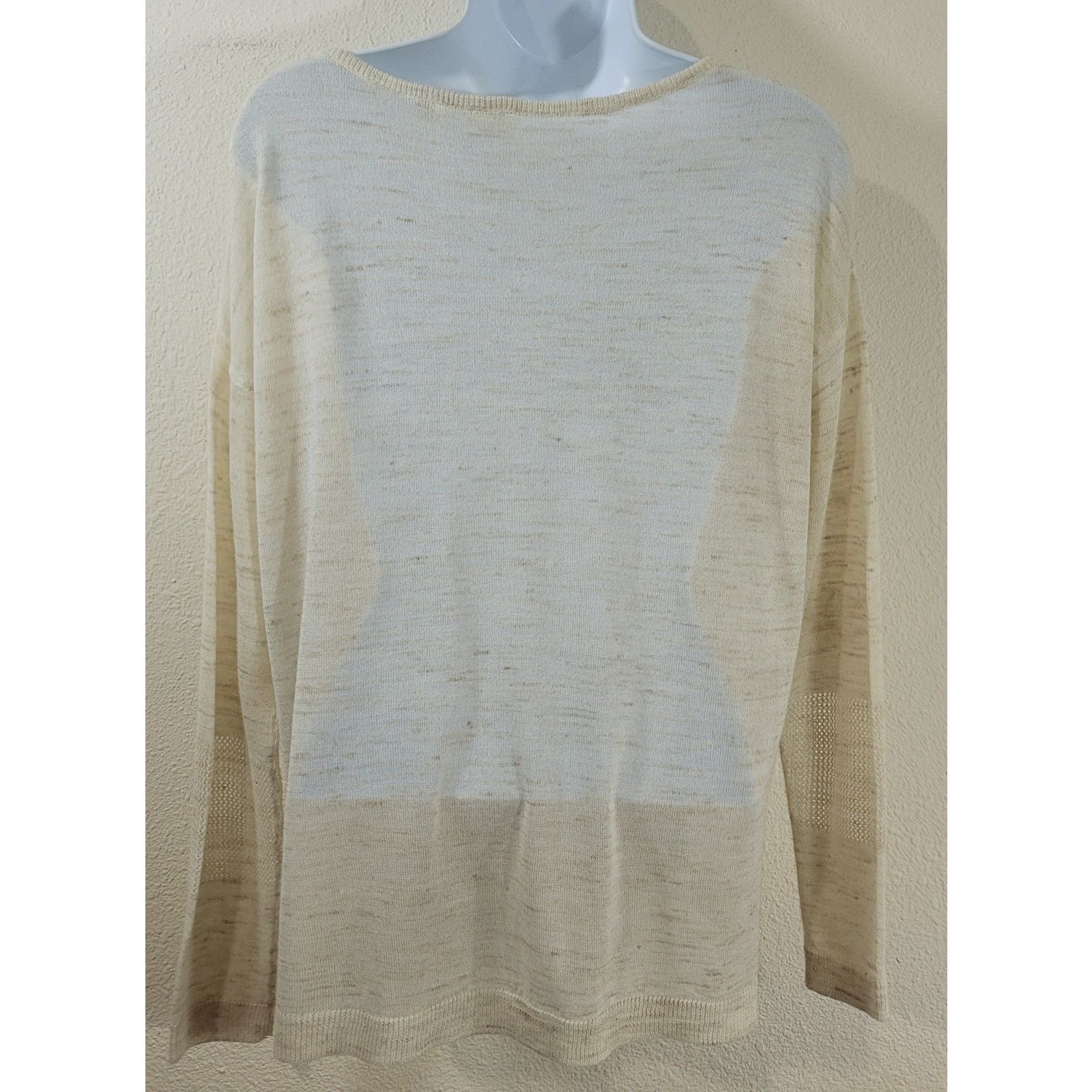Other Cato Cream Marled Open Knit Hi Low Top Small Drop Shoulder Size S / US 4 / IT 40 - 2 Thumbnail