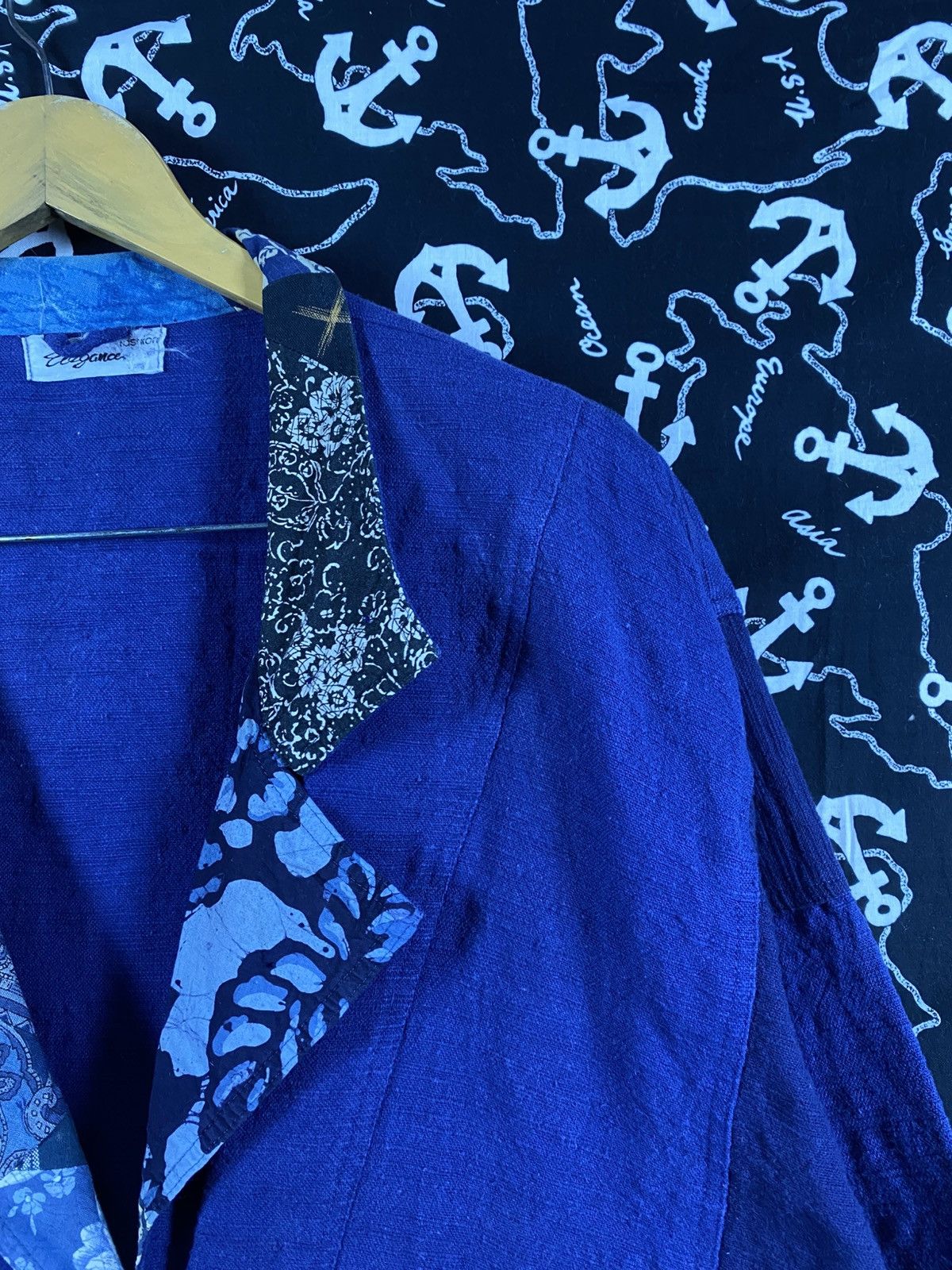 Japanese Brand Vintage Japanese Linen Blend Patchwork Collar Blue Jacket Size L / US 10 / IT 46 - 10 Thumbnail