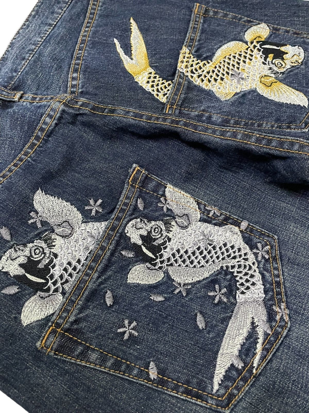 Red Monkey × Samurai Jeans Sukajan Yakuza Embroidered Traditional Japanese Tattoo Jeans Size US 30 / EU 46 - 10 Thumbnail