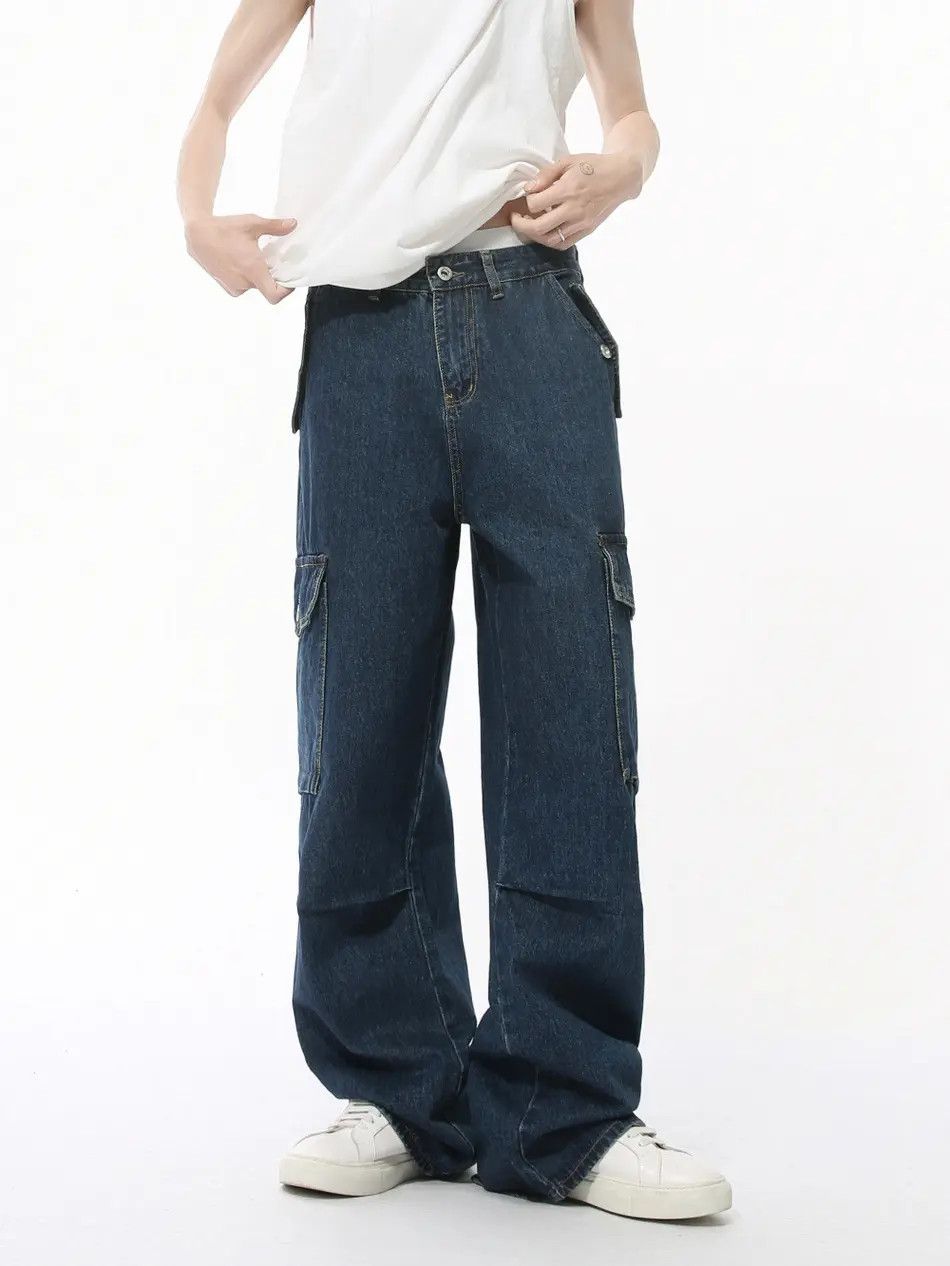 Japanese Brand Retro loose straight leg high street pocket jeans Size US 32 / EU 48 - 2 Thumbnail